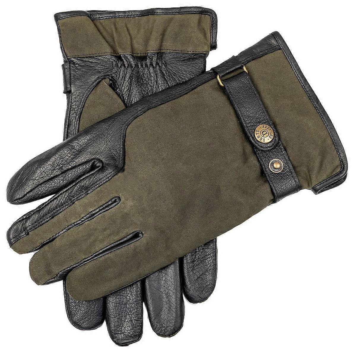 Dents Crewkerne Leather Gloves - Black/Olive Green
