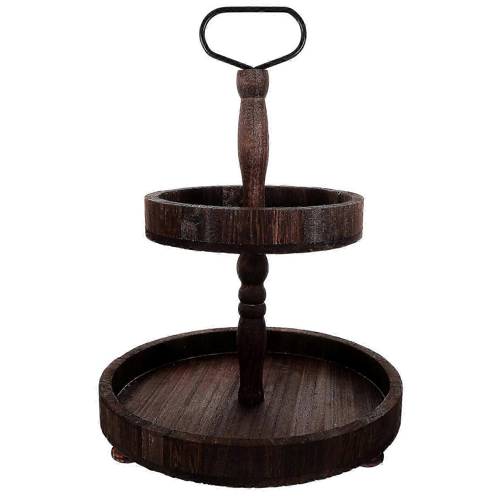 Rustikk dessertstativ i tre. Allsidig serveringsbrett for kaker, cupcakes, frukt og bakverk hjemme, bryllup og fester.