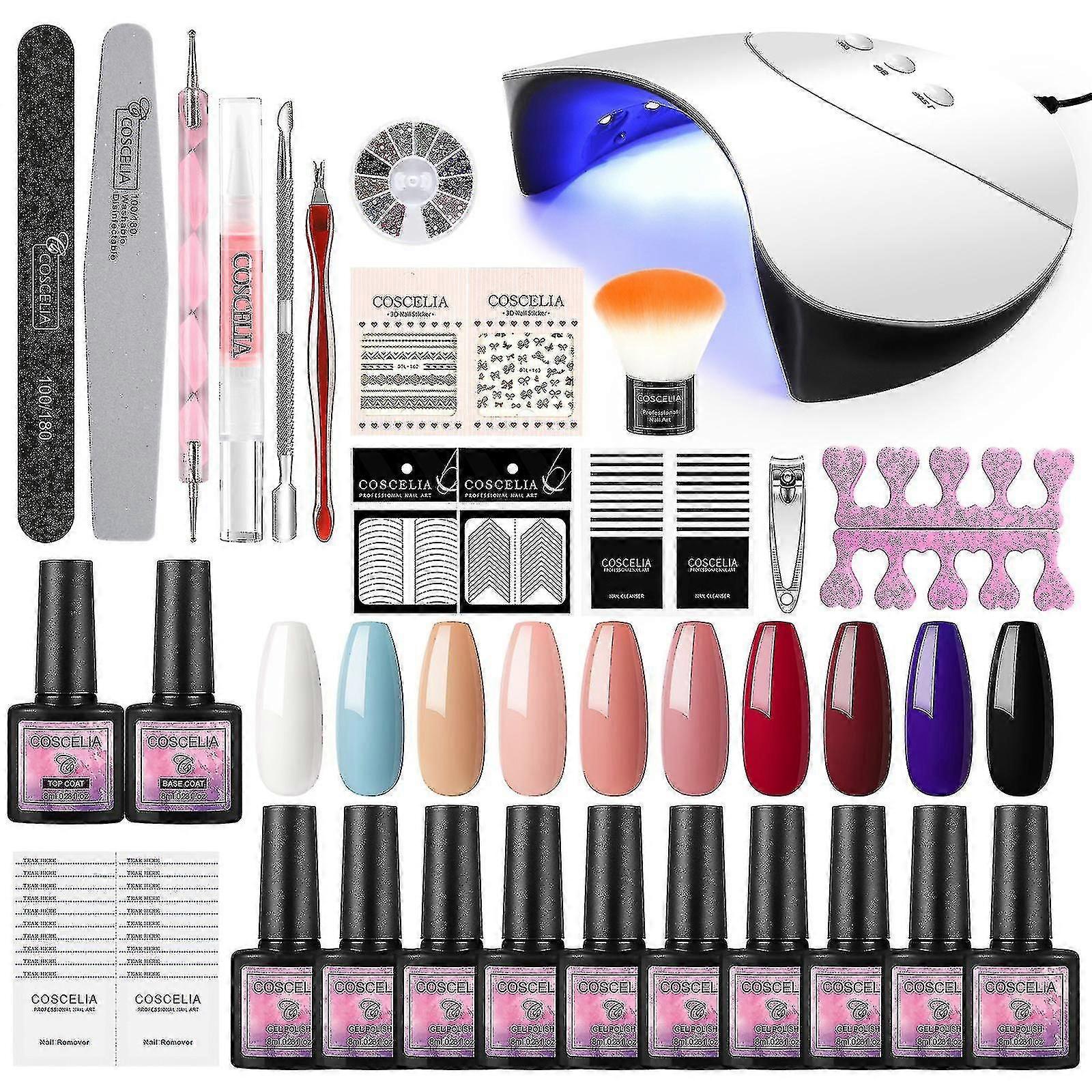Gel Nail Polish Kit με U V φως 110w, 10pcs αλλαγή θερμοκρασίας αλλαγής θερμοκρασίας χρώματος