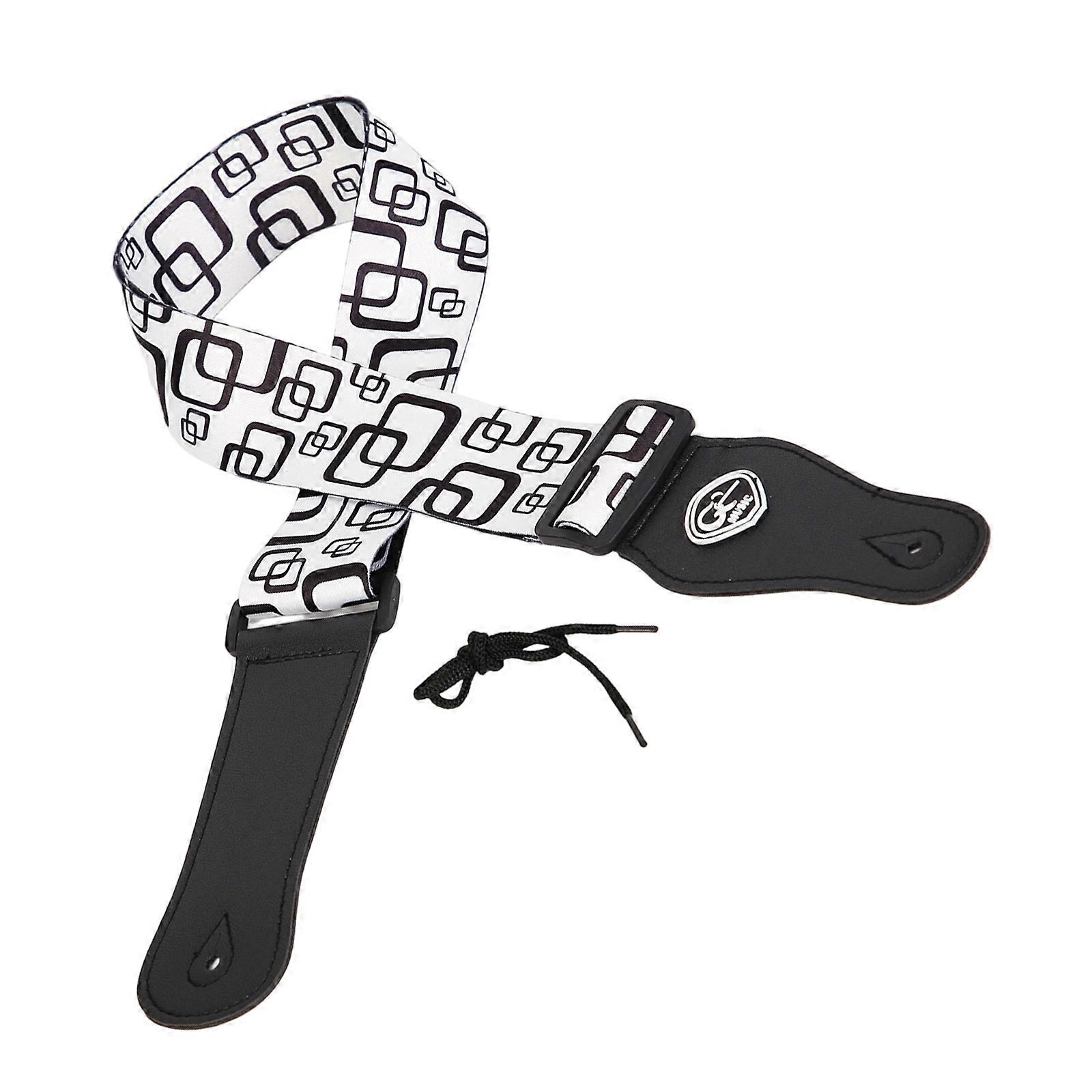 Adjustable Black White Guitar Strap Wide Padding Suitable for Extended Playing Comfortable with Instrument Compatibility Multicolor
