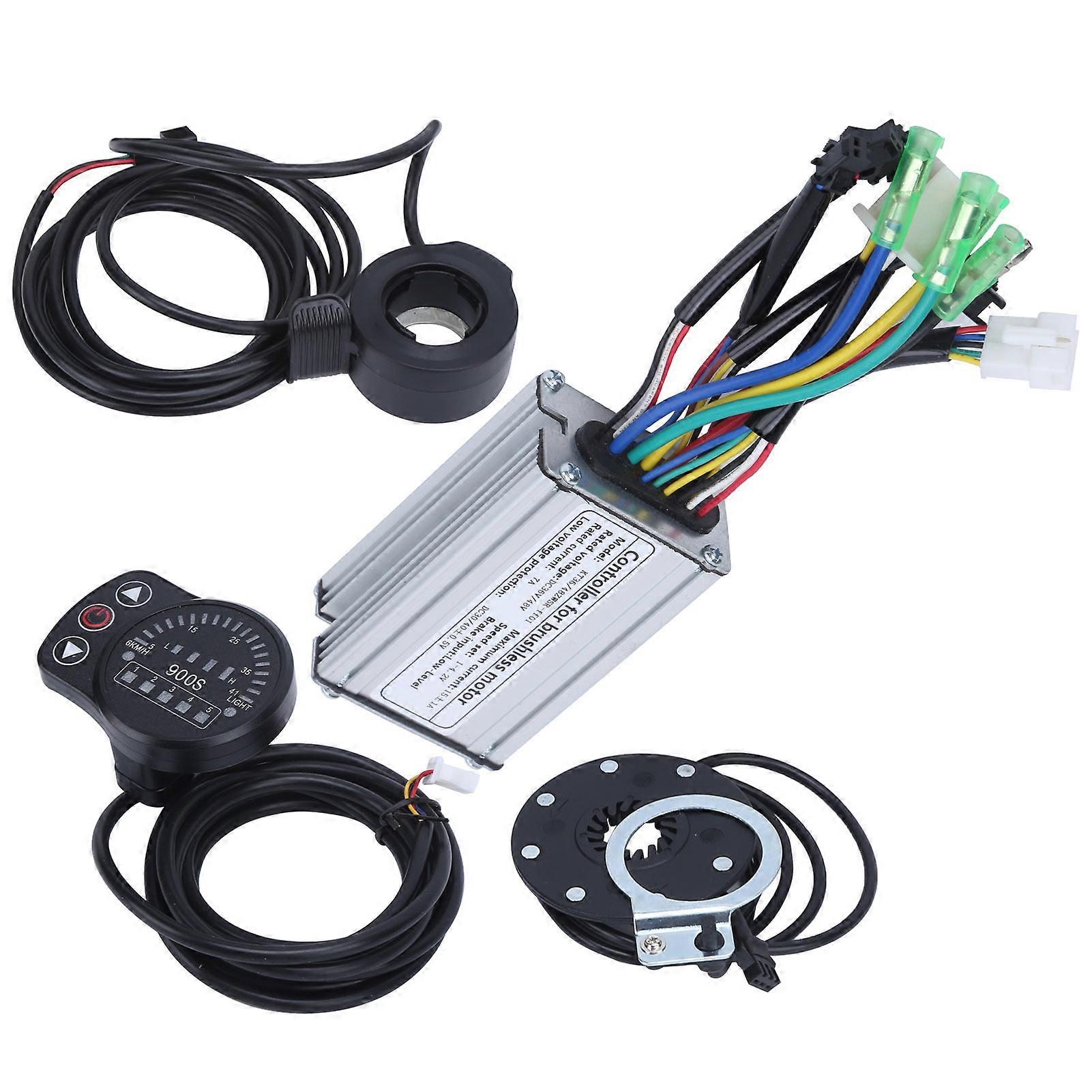 36 فولت / 48 فولت 250 واط محرك كهربائي بدون فرش 7 أمبير تحكم مع مجموعة لوحة LED KT-900S للدراجات الكهربائية