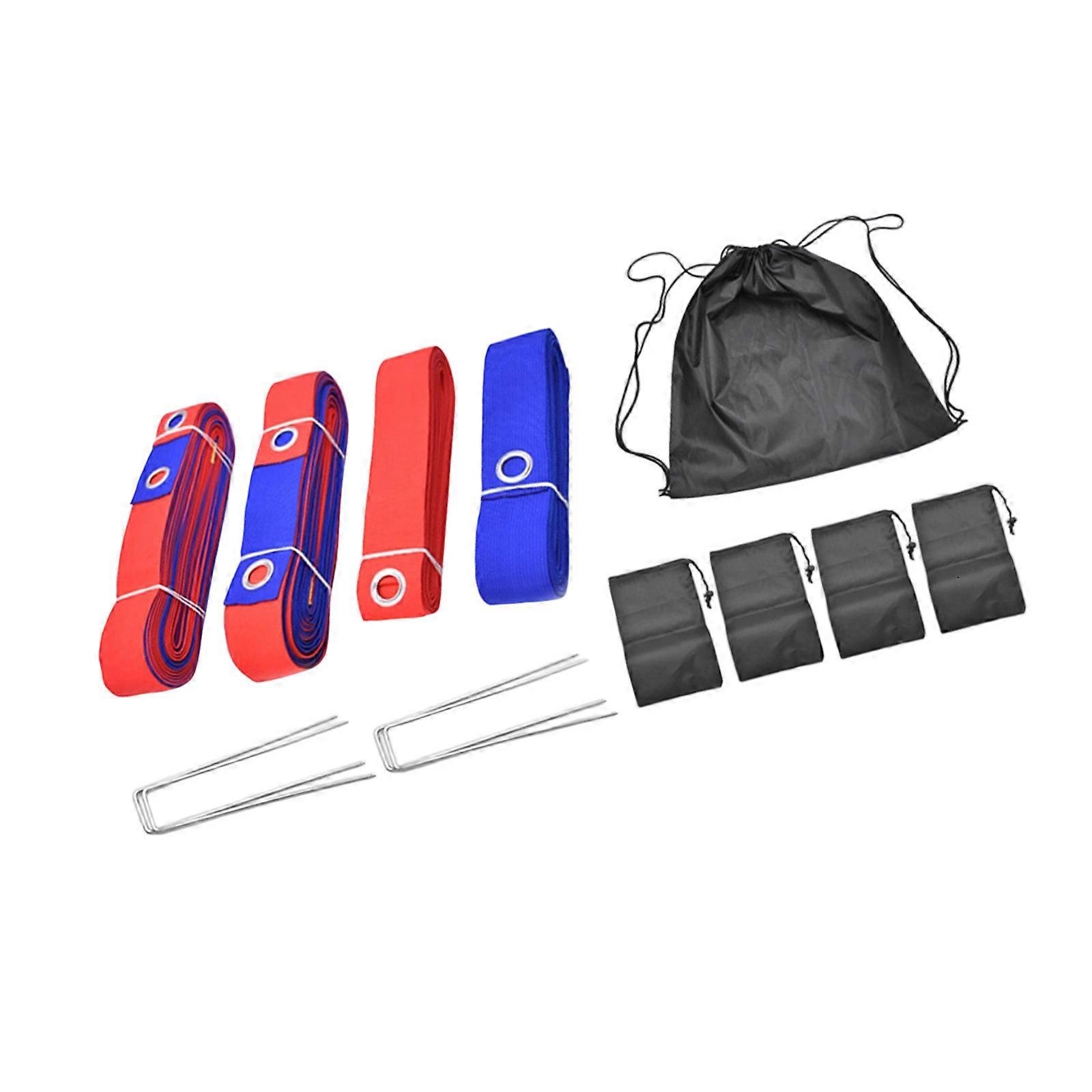 Volleyball Courts Line with Ground Nails and Sandbag Outdoor Volleyball Boundaries Line Volleyball Courts Webbing Marker  Red and blue