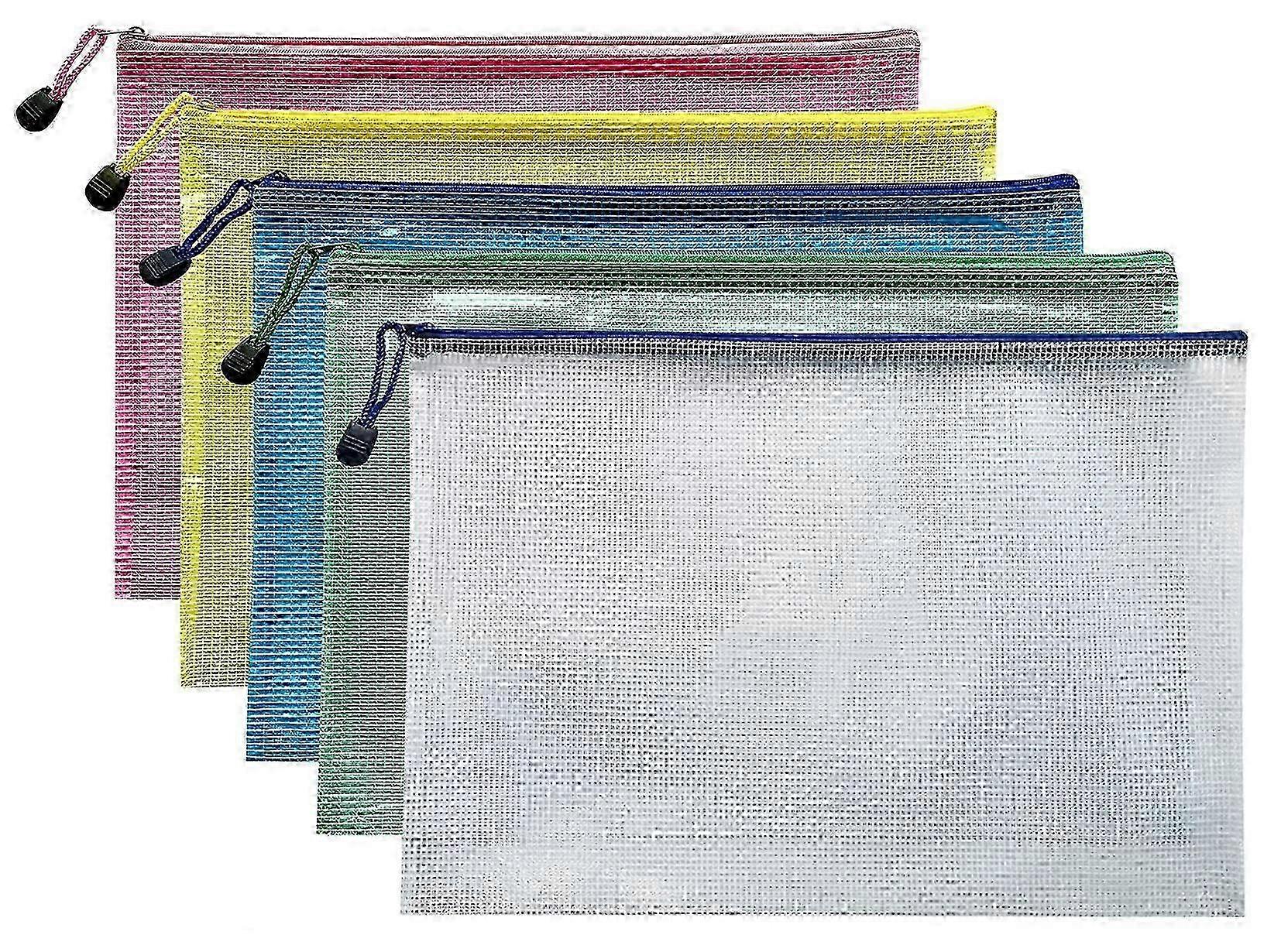 A4 Document Folder File Zipper Bags Plastic Wallets Folder Extra Thick 5PCS (A4 Zip Bag)