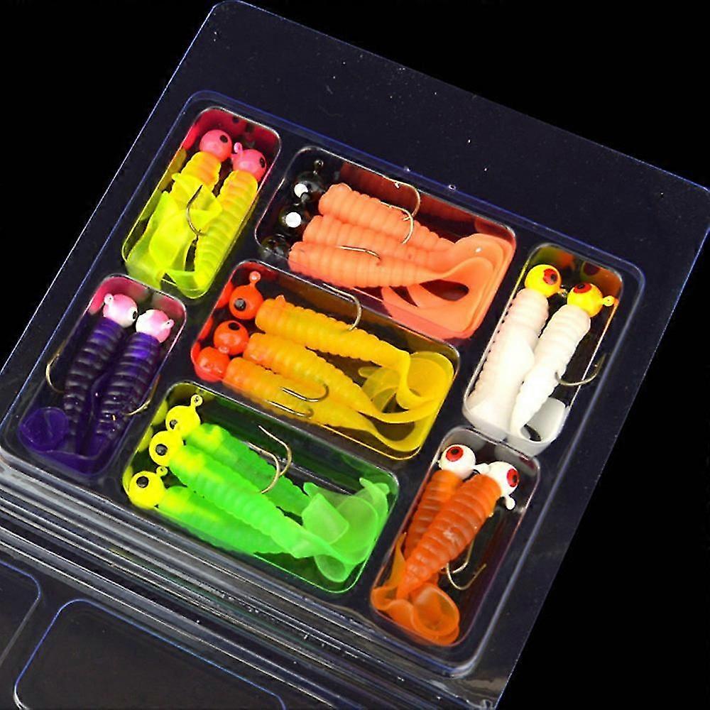 17Pcs Soft Worm Set  Hooks Fishing Baits Set Tackle