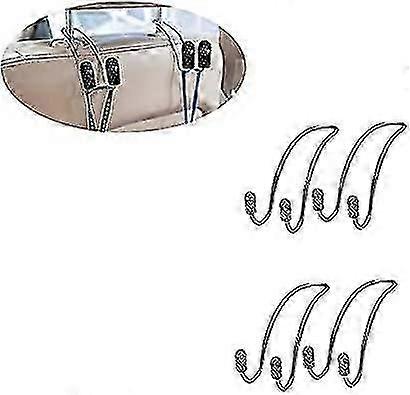 Car Headrest Hooks 4 Pack - Strong and Durable Car Hooks for SUV, Truck, Vehicle, Glossy Black Finish