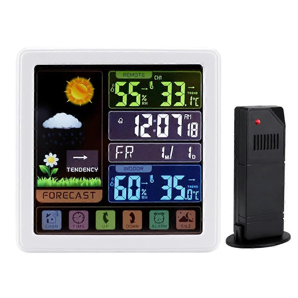 Wireless Touch Screen Weather Clock 6.1Inch Color Touch Display Indoor/Outdoor Temperature Humidity RealTime Changes Weather Station
