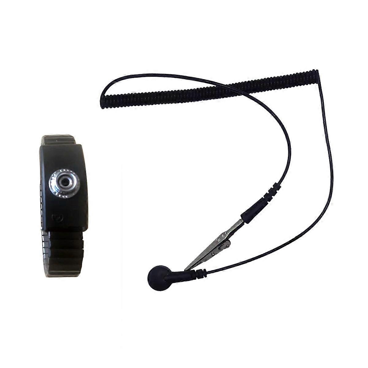 Metal Anti Static Wrist Strap Adjustable Length Anti Static Bracelet Computer Cell Phone Repair and Use (Black)