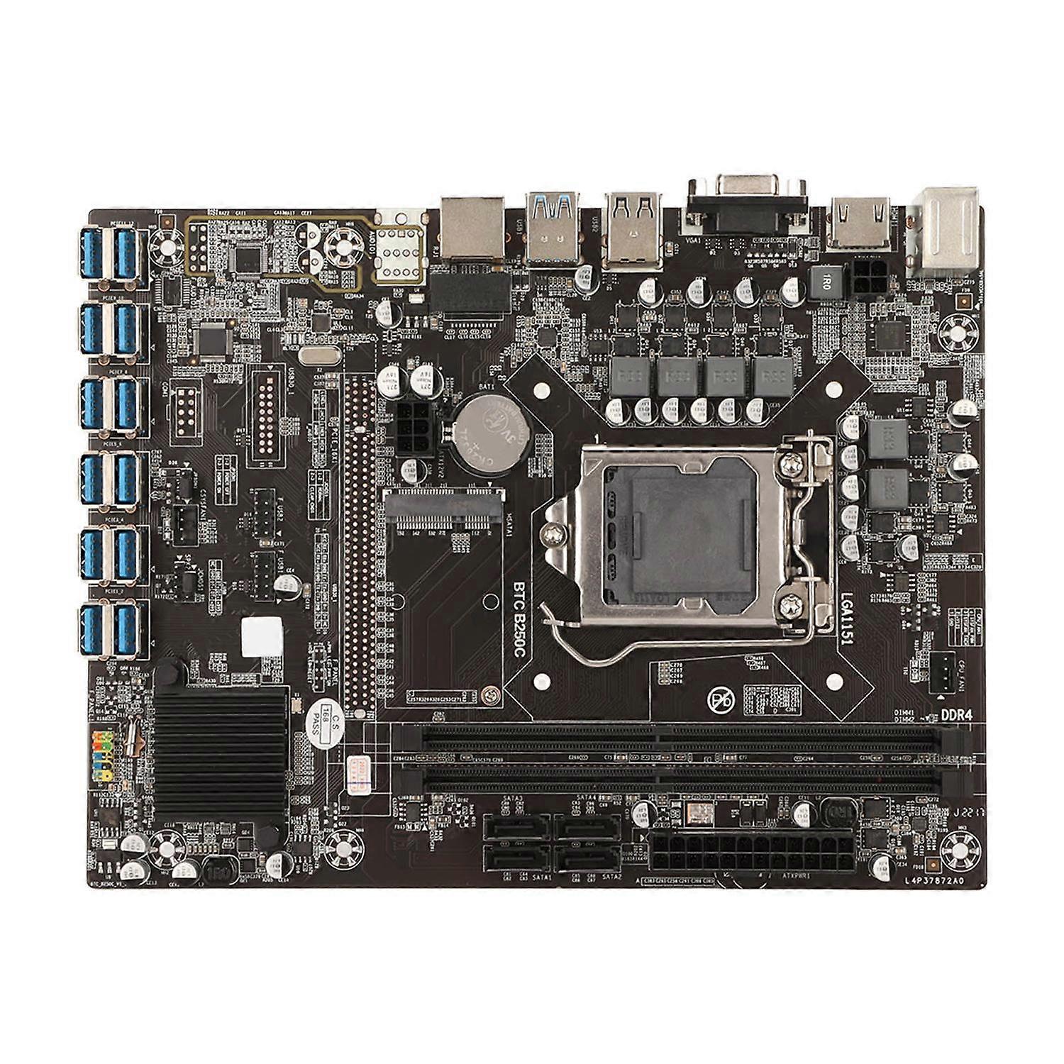 Mining Mainboard 12 USB3.0 to PCIE Ports LGA1151 Interface Dual Channel 2 DDR4 DIMM 4Pin 24Pin PC Mo