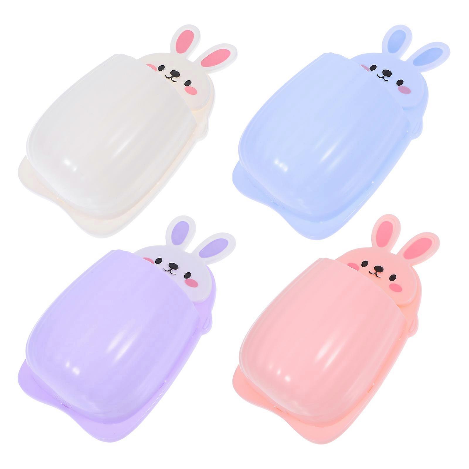 Wall Mounted Storage Shelf for Bathroom Organizer Bins 4Pcs Cute Rabbit