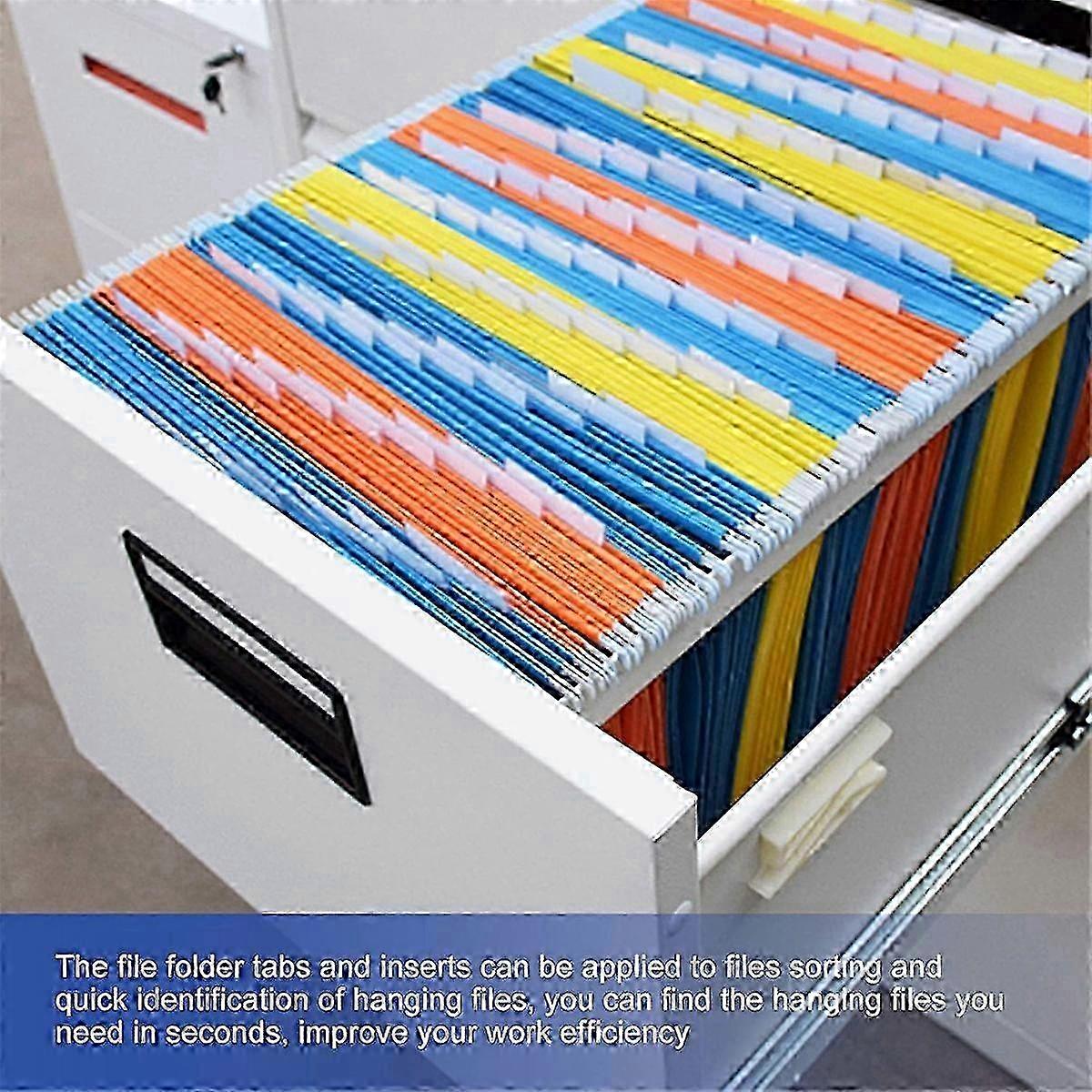 File Folder Tabs with 100 Sets of Hanging File Labels - 2-Inch Plastic Tabs for Organizing Files