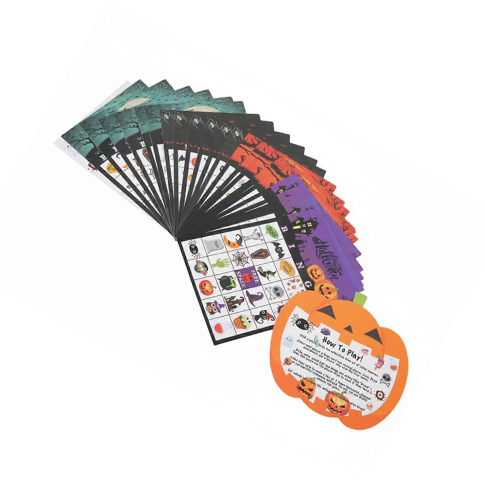 24 Player Halloween Bingo Set With Specter Pumpkin Designs Reusable Party Game Set For Group Activities Multicolor