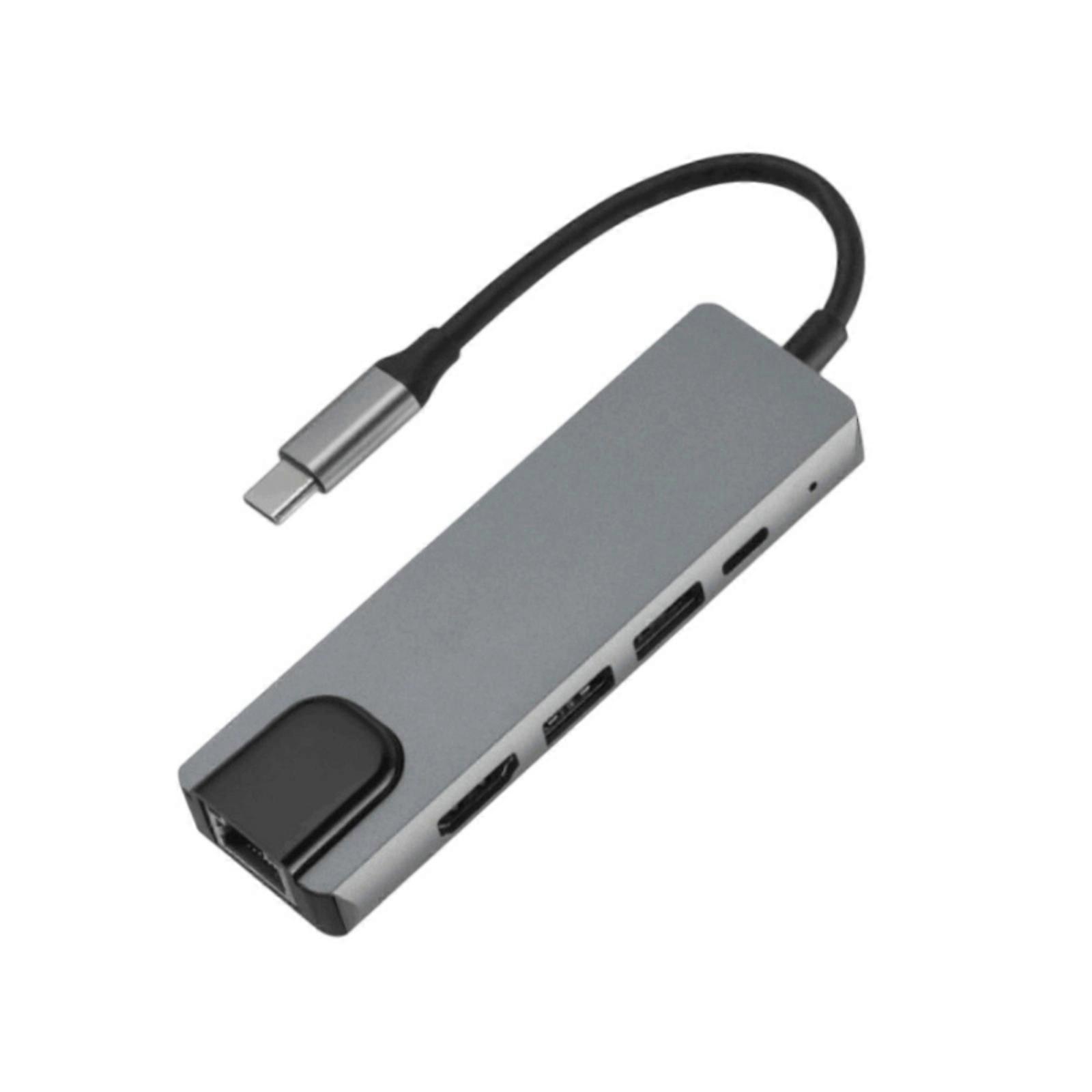 Aluminum USB C Dock 5 Port 40K30Hz HDTV RJ45 Networking USB2.0 USB3.0 PD100W Adapters for Business Professionals Multicolor