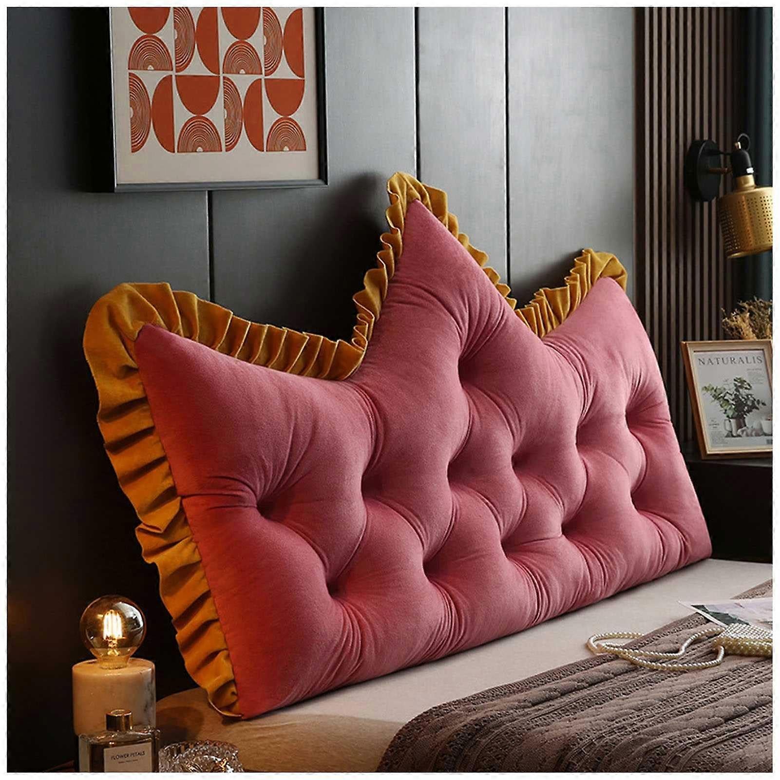 Headboard Cushion for Bed and Sofa  Large Soft Crown Style Backrest Pillow 180x60cm Red