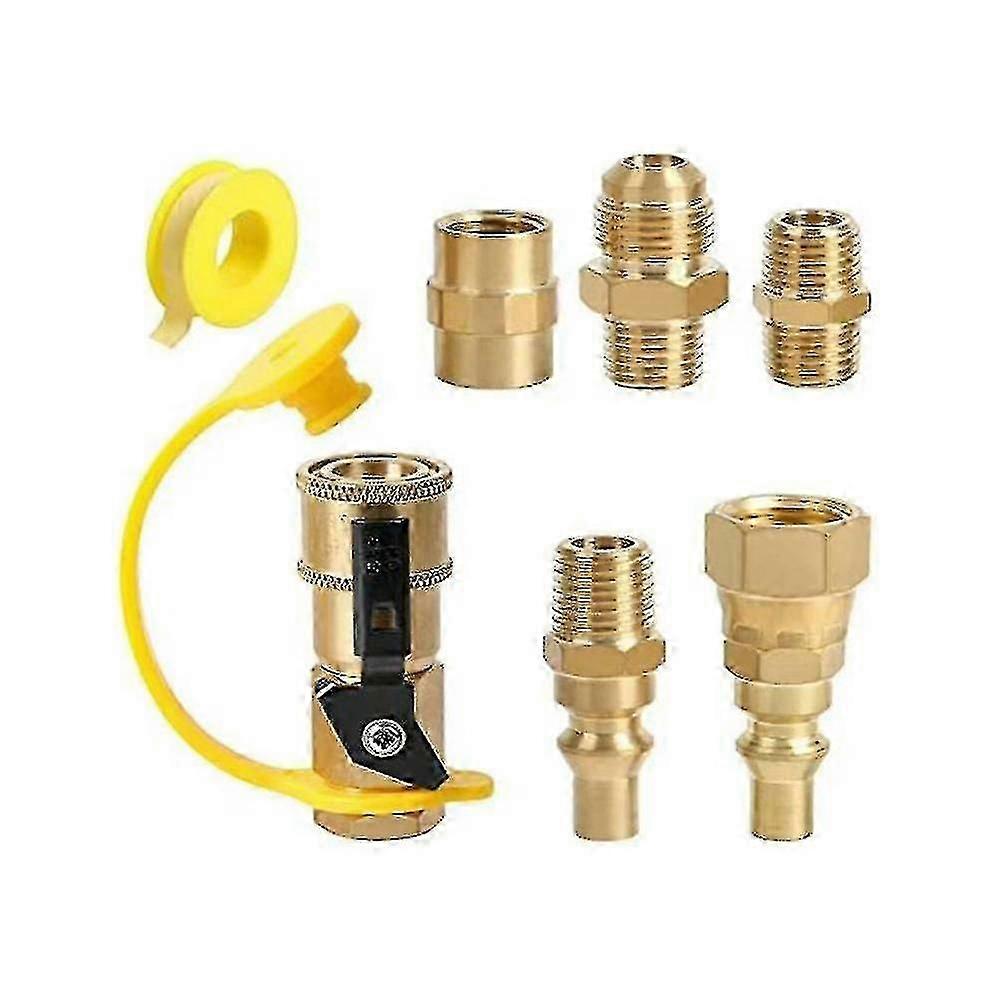 Quick Connect Propane Fitting 1/4 Inch NPT Male to 3/8 Inch Adapter Valve for RV