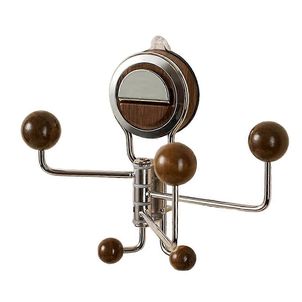 No-Drill Rotating Suction Hooks - Strong Hold, Easy Wall Installatio, Wall Mounted Adjustable with 5 Hooks for Bathroom