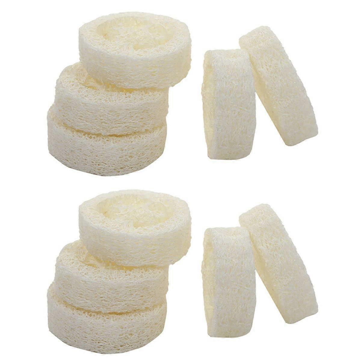 10pcs Natural Loofah Sponge Scrubber Set with Soap Holder for Bath and Soap Making