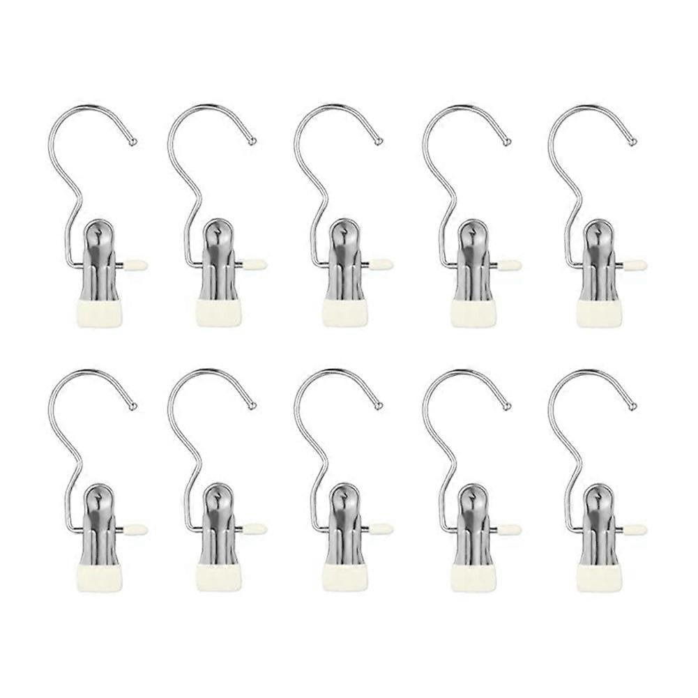 Laundry Hooks Hanging Clip Clothes,Hat Pants Towel Beige 10PC