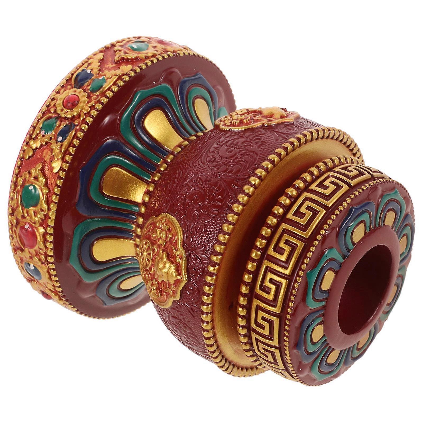 Statue Resin Base Storage Holder Buddhist Supplies Decor Stand Lotus Flower Stands Red Color Simple and Chic Style for Temple 1Set