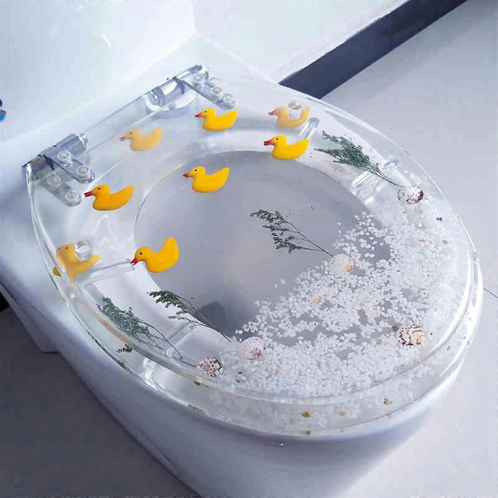 Soft Close Resin Toilet Seat with Quick Release Easy Clean Design, Style E 40x32cm for Bathroom
