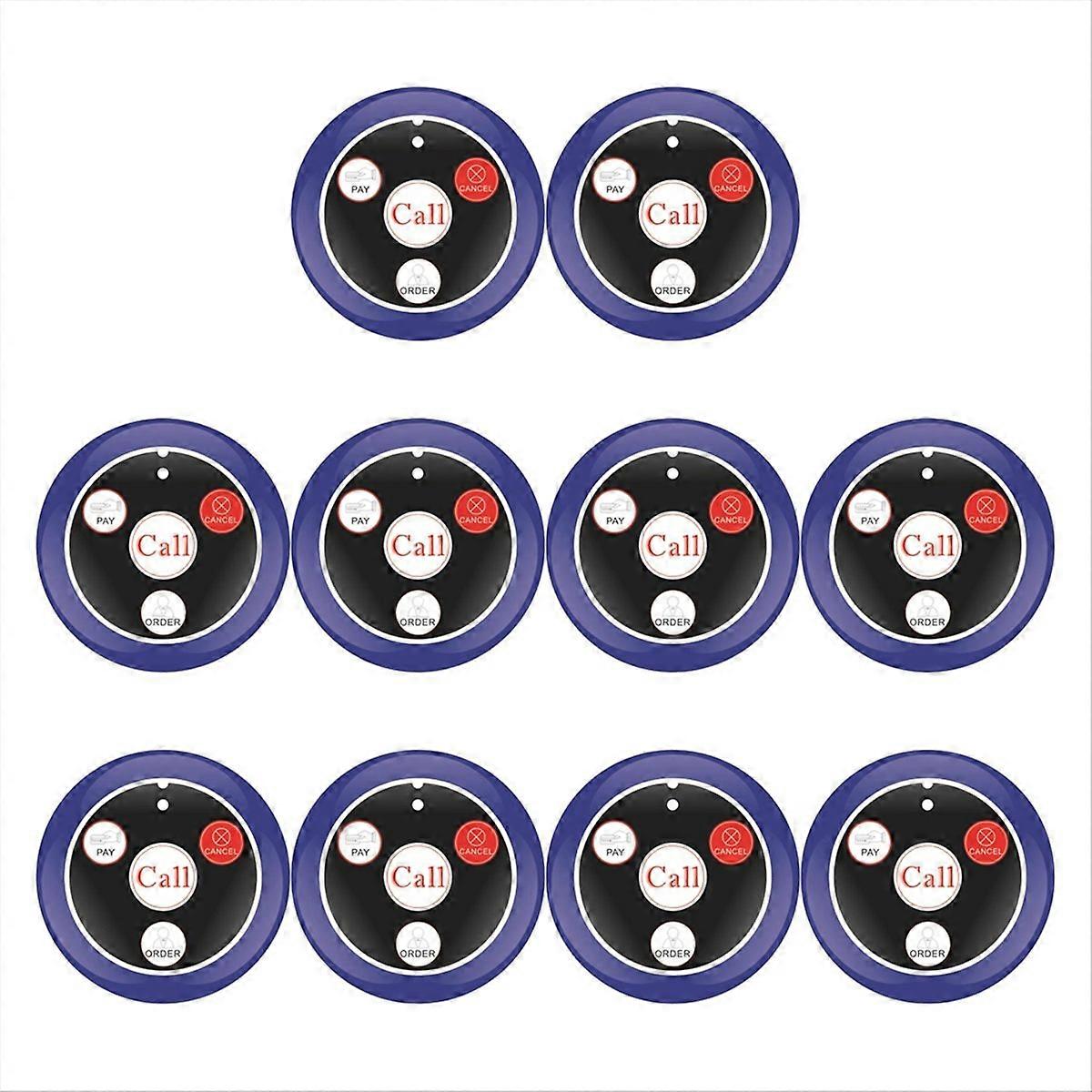 10PCS Call Button Wireless Pager Waiter Calling System Blue