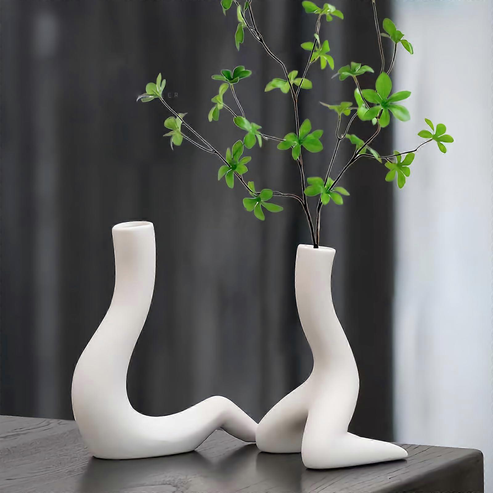 Ceramic Vase Set with Romantic Artistic Design for Pampas Grass and Hydroponic Flowers