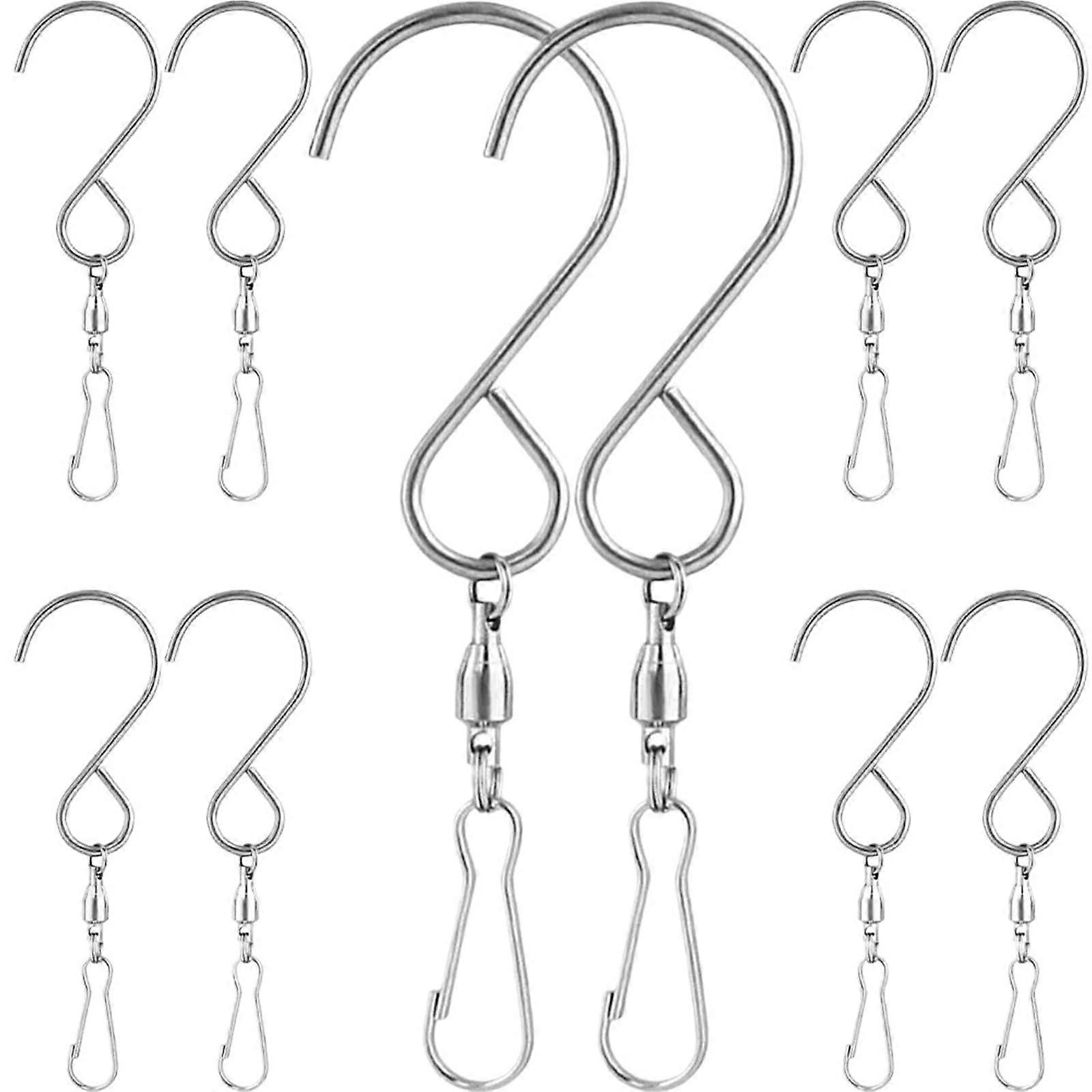 20 Pcs Stainless Steel 360° Swivel Hooks Rotating Hanging Clips for Chimes Bird Feeders Garden