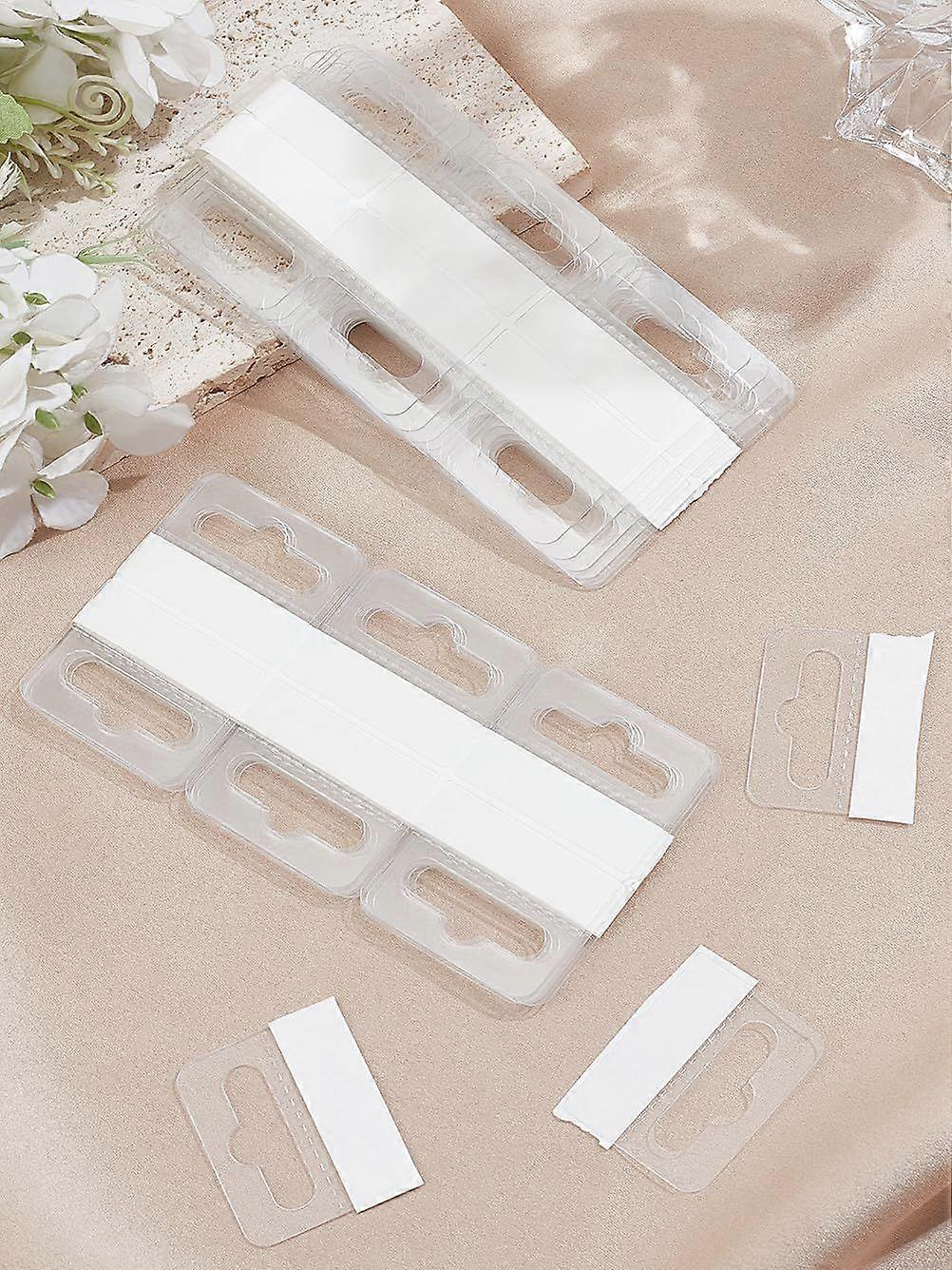 100Pcs Clear Plastic Hanging Stickers Soft Hole Sticky Hooks Rectangle Self Adhesive PET Hanging Tabs for Hanging Store Retail Small Items Display 3.5