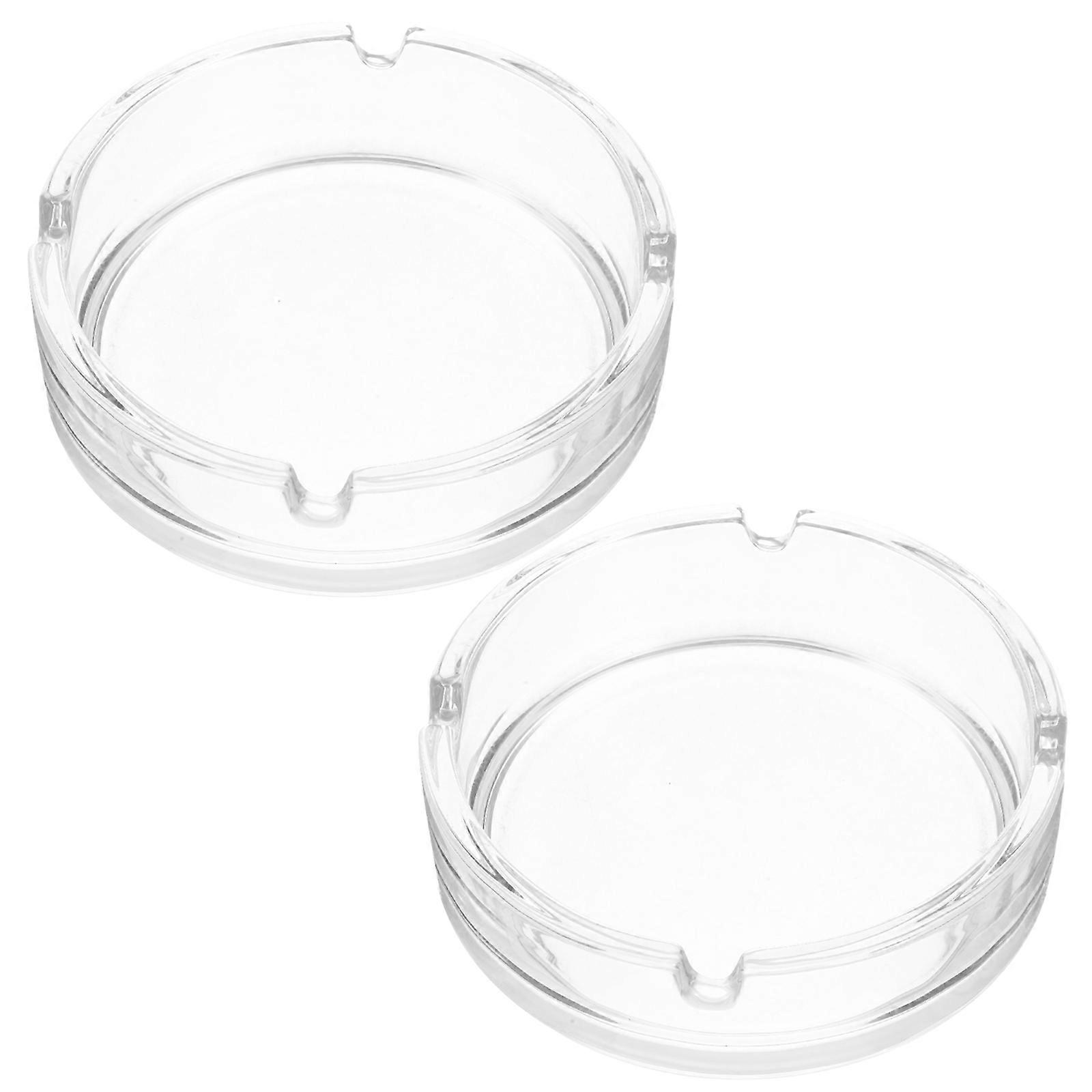 Transparent Glass Ashtray for Indoor Use Featuring 2Pcs Round Ash Containers