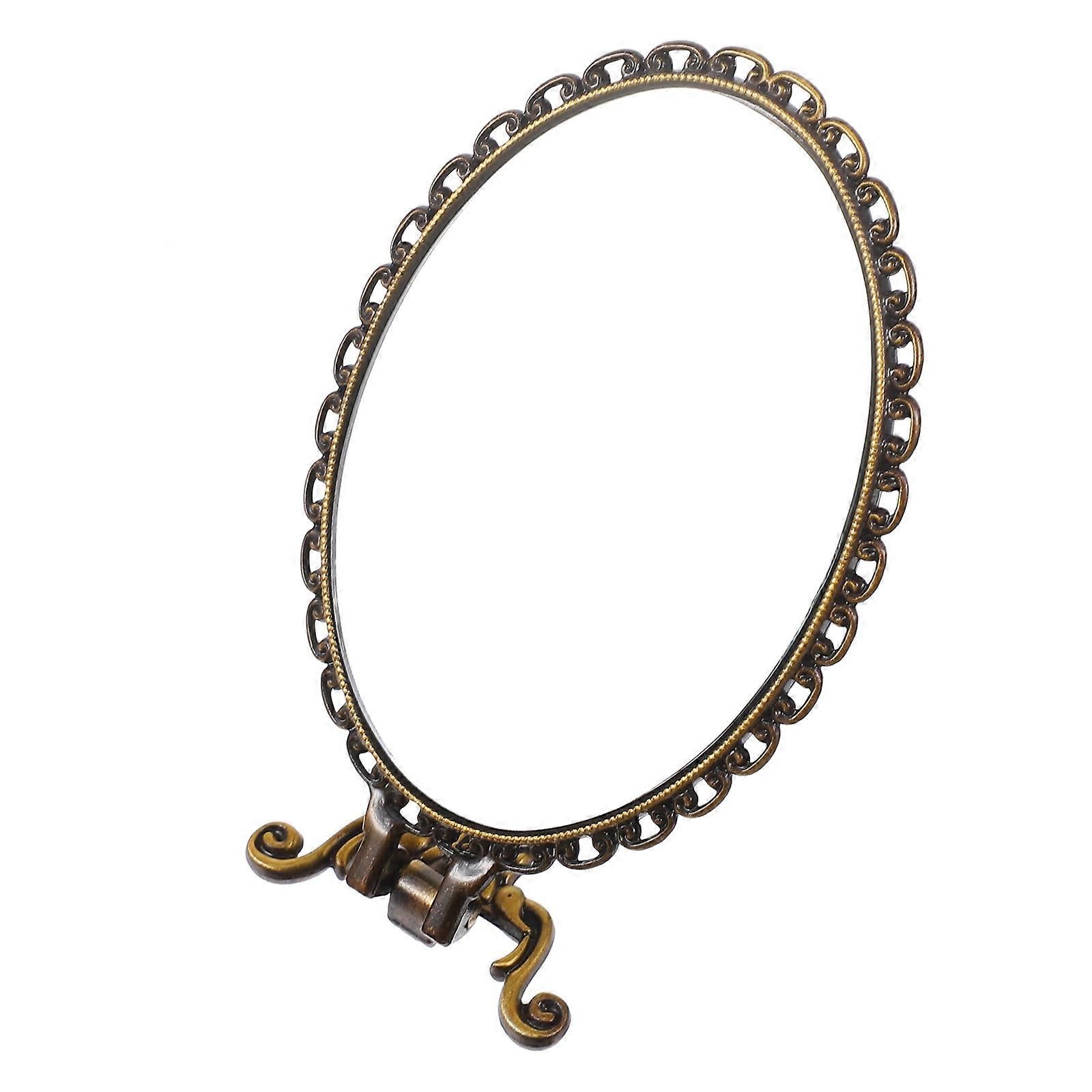 Handheld Makeup Mirror Retro Foldable Mirror for Cosmetic Use 2Pcs