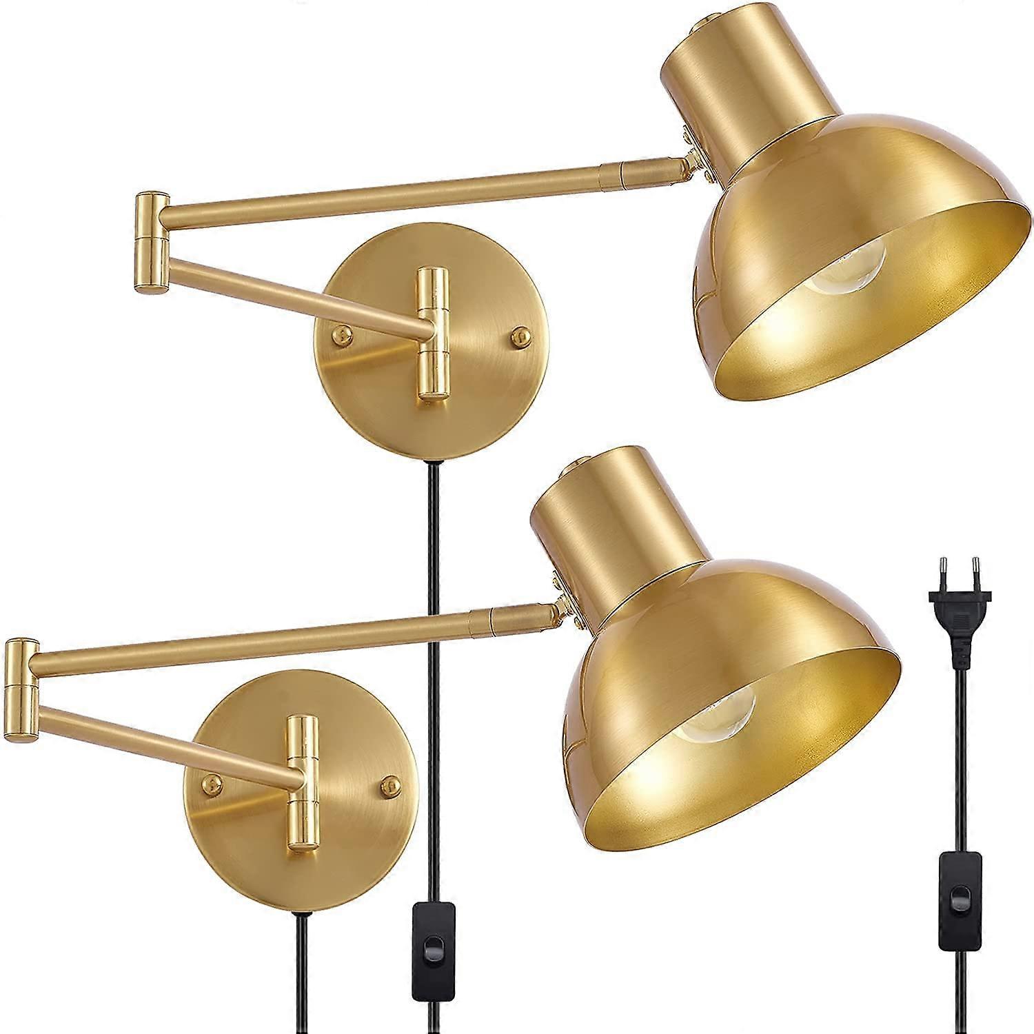 Adjustable Swing Arm Wall Sconce with Switch, Plug in or Hardwired Bedroom Reading Light Fixture