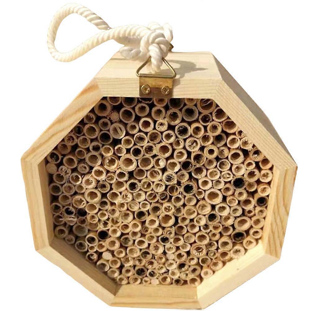 Nesting Place For Pollinators Wooden Bee House Octagonal Structure Suitable For Garden 1Pack