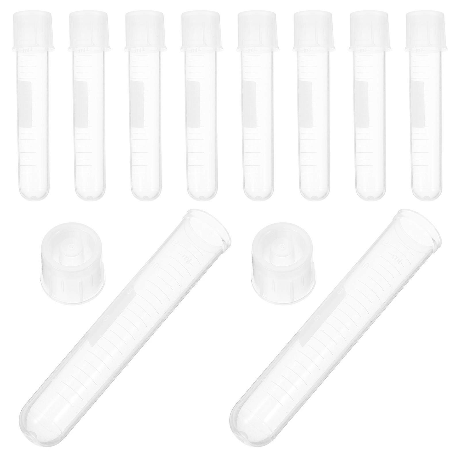 Culture Tubes Plastic Sample Tubes for Experiment Use 10Pcs with Caps