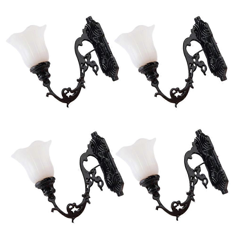 Mini Wall Lamp for Sand Table Scene Lighting 16Pcs Black Miniature Wall Lights