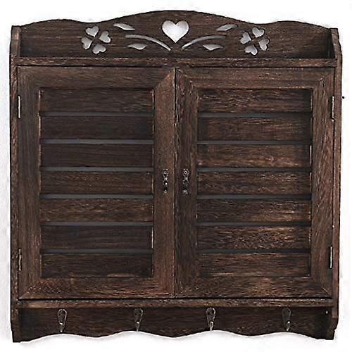 Wall Mounted WiFi Router Shelf with Cable Management, Adjustable Wooden Storage Box Brown 47x6x48cm