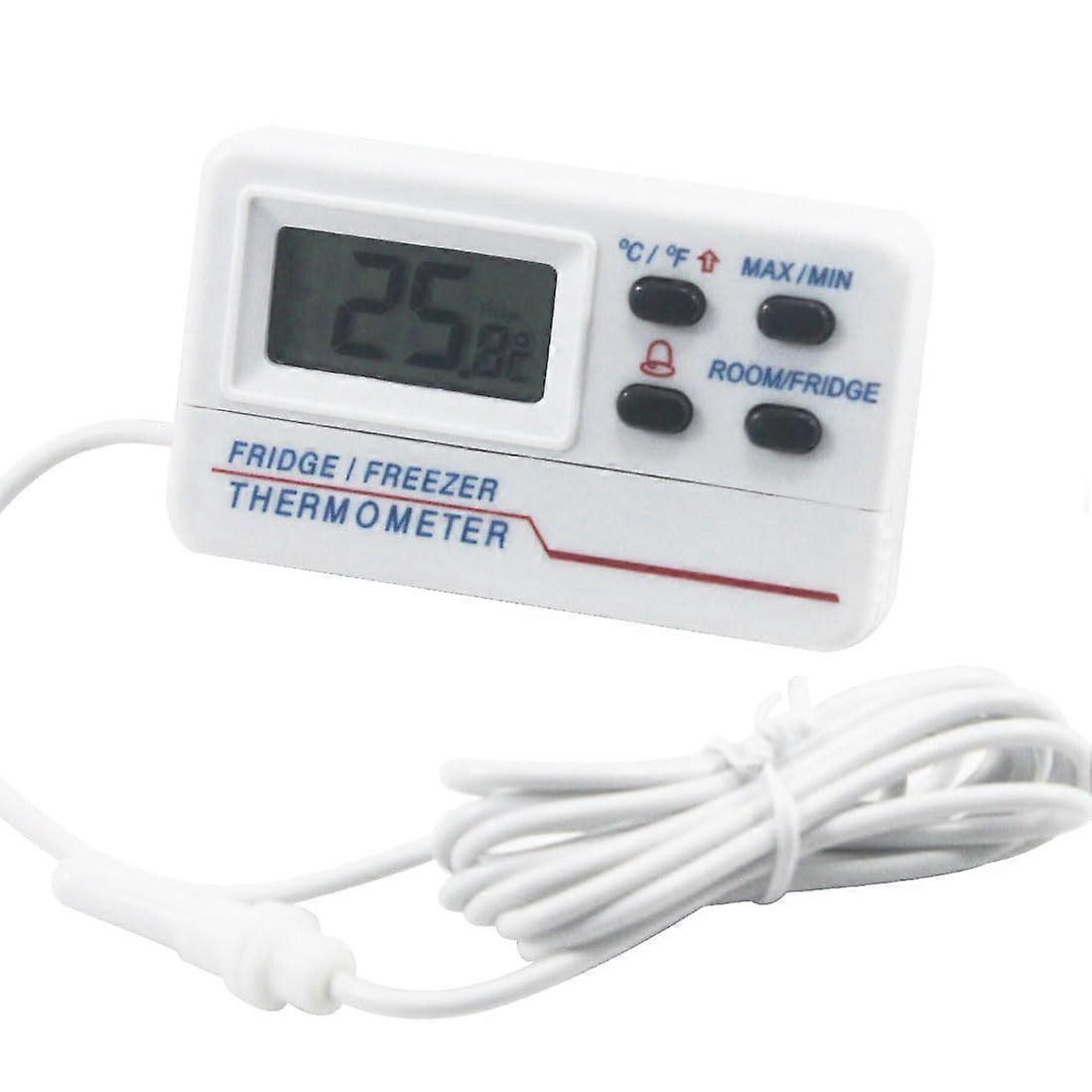 Digital Refrigerator Thermometer with Alarm Large LCD Waterproof Sensor for Fridge Freezer