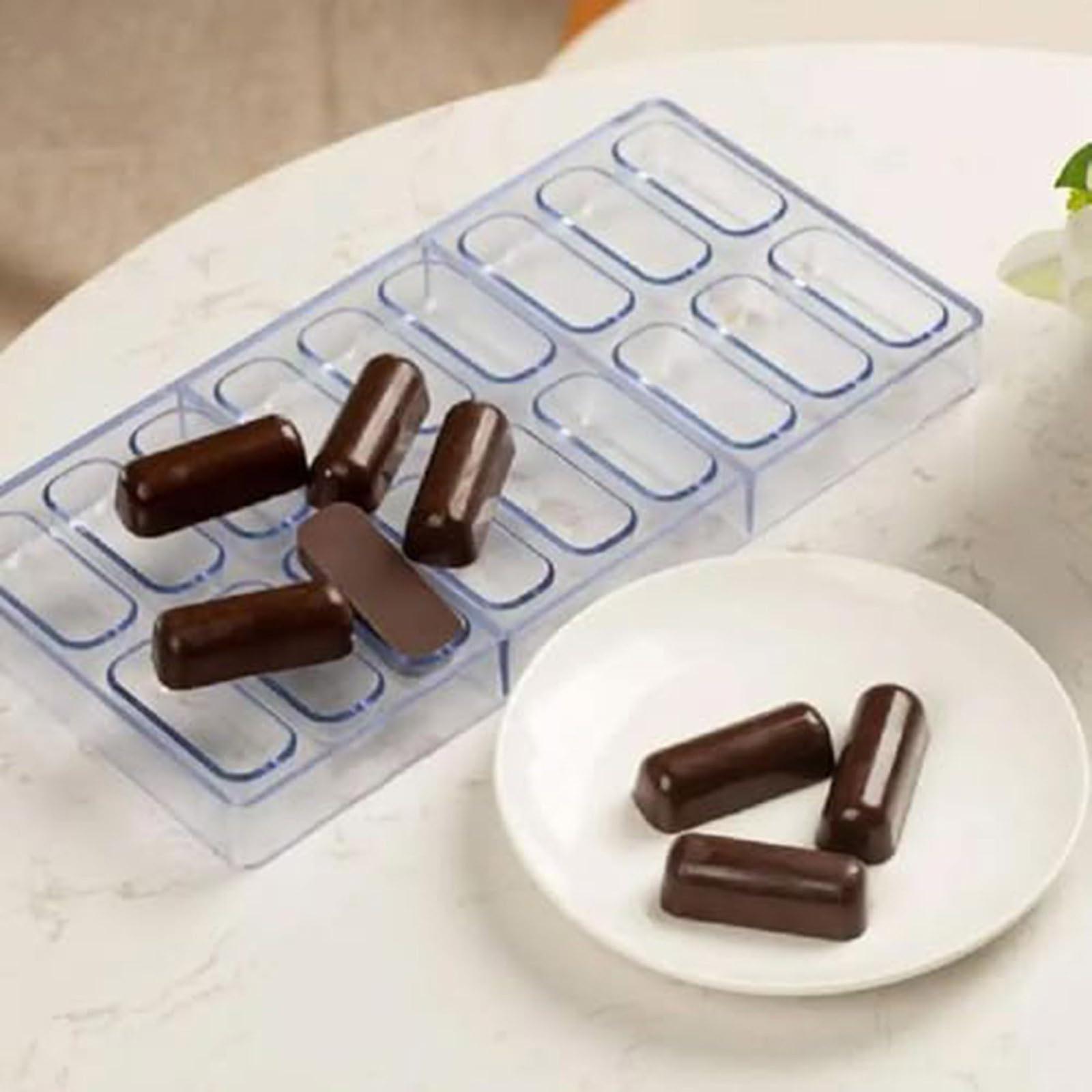 Transparent Capsule Shape Chocolate Mold 18Well FoodGrade PC Easy Release for DIY Candy