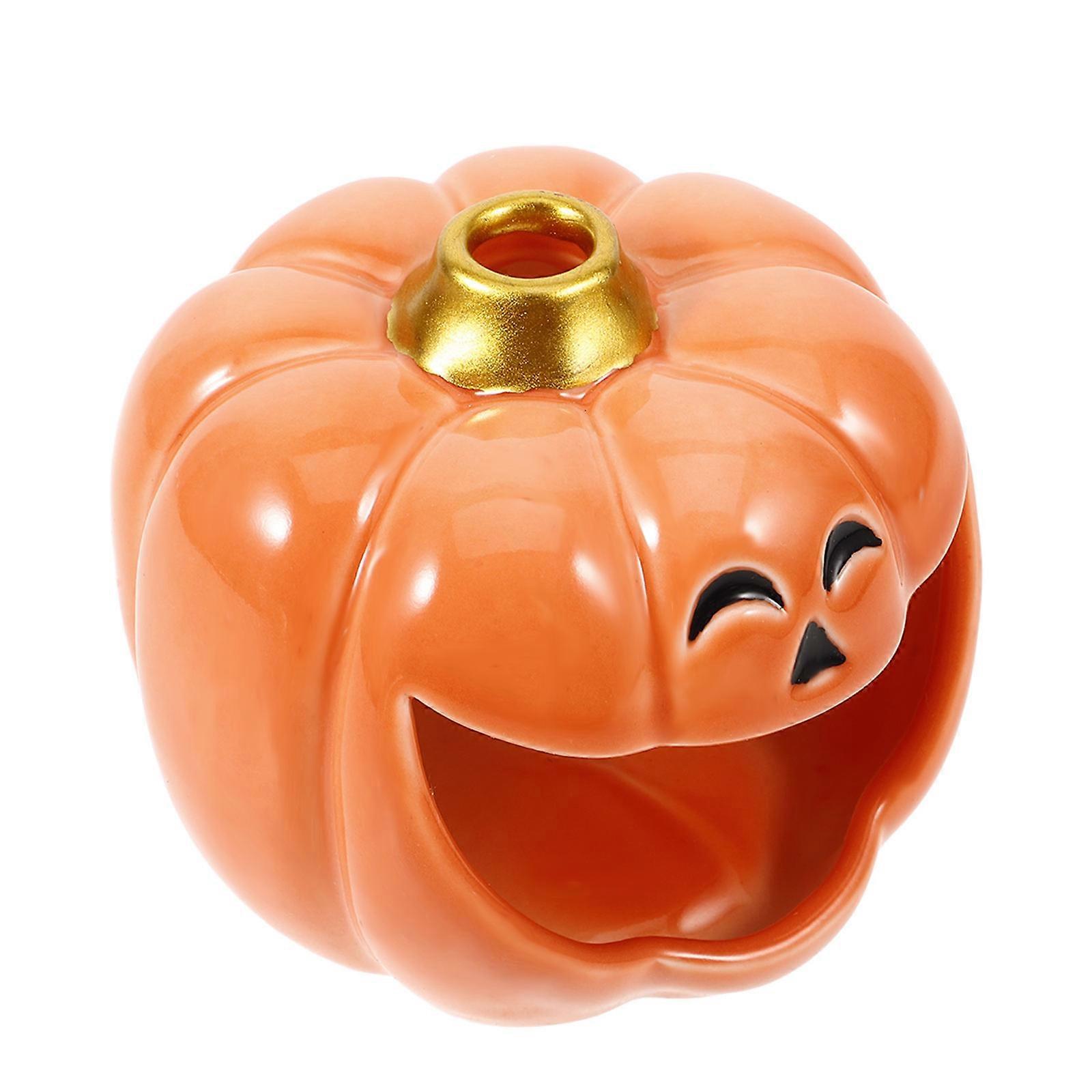 Ceramic Orange Pumpkin Incense Burner Sage Holder for Burning