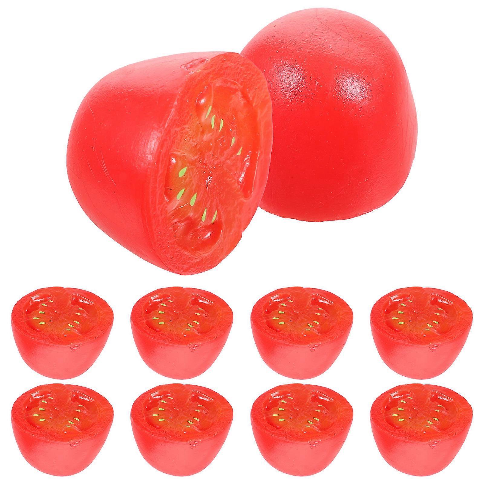 Lifelike Vegetable Half Cherry Tomato Model for Decor 10Pcs Red Artificial