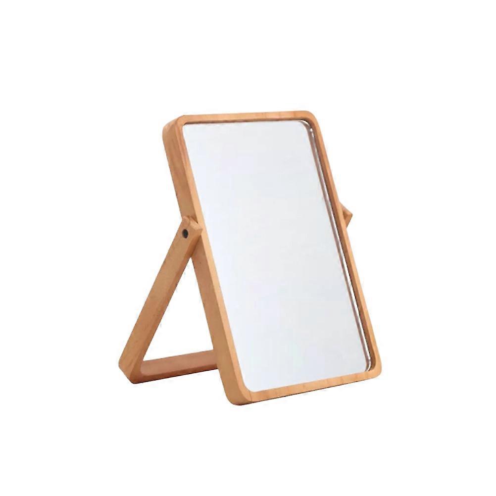 Hd Makeup Mirror Wooden Square Fill Light Mirror Foldable for Makeup Use