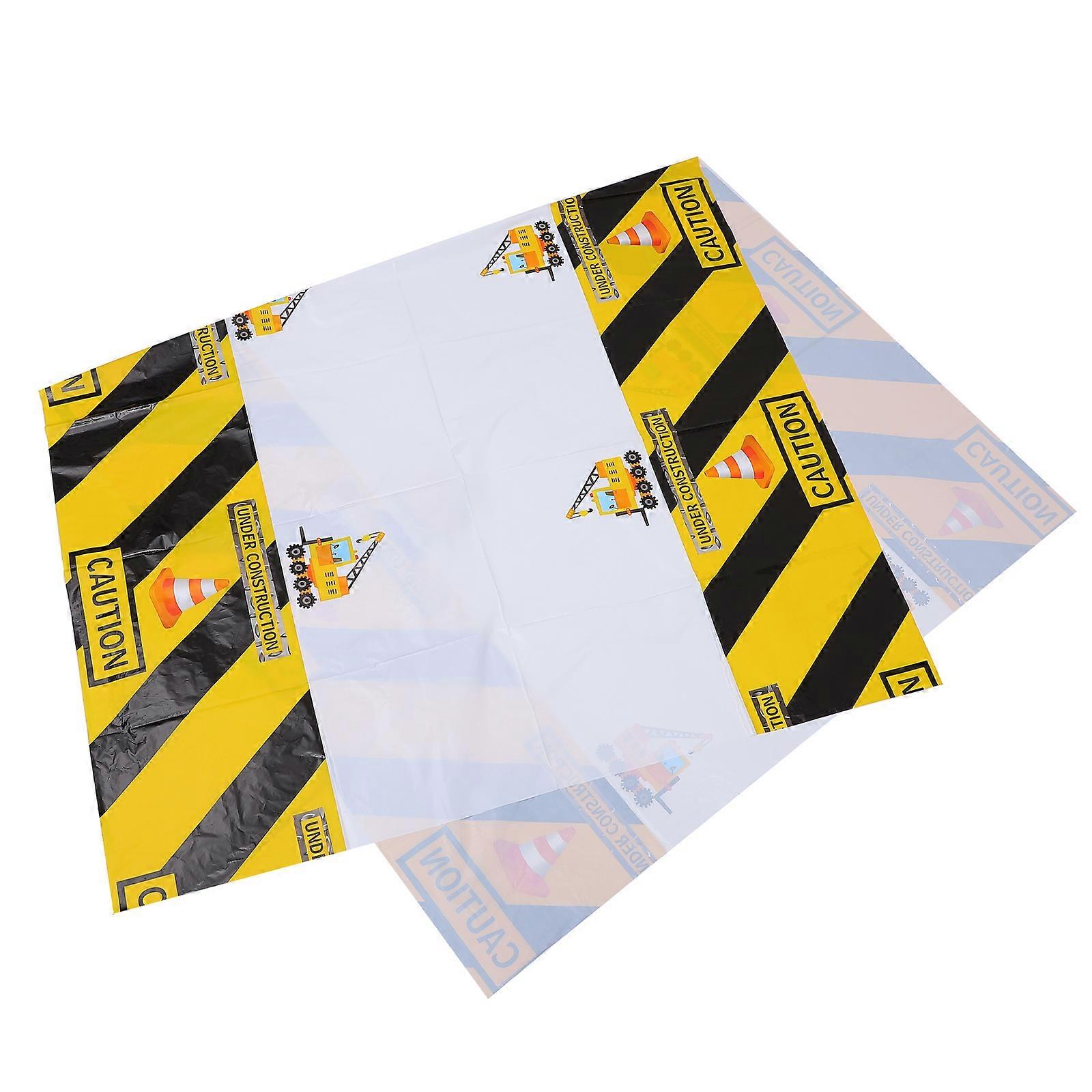 Party Tablecloth Plastic Rectangular Yellow 220x130cm Decorative Birthday Party Construction Workers 1Pc