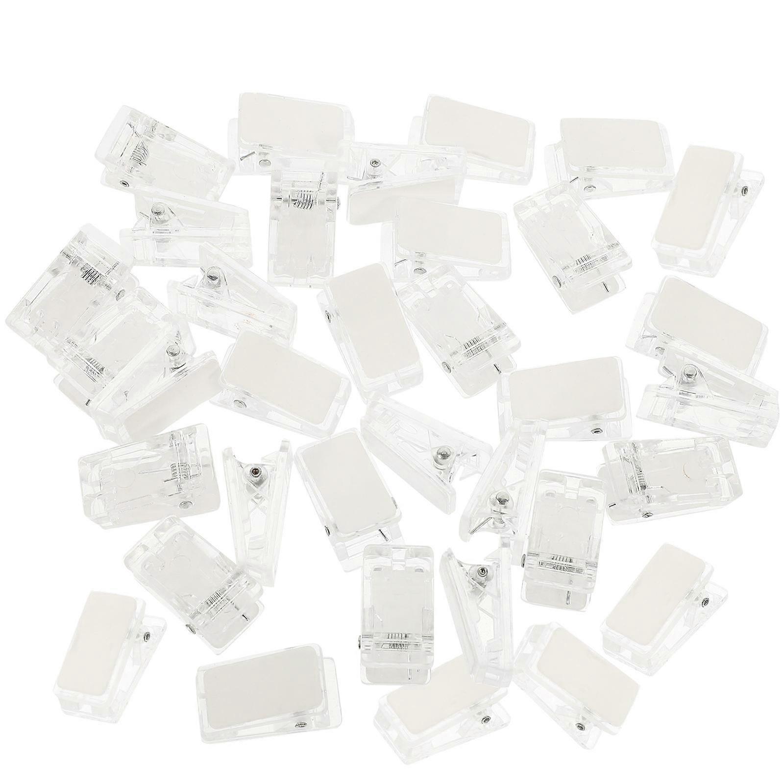 Self-Adhesive Spring Clips Clear Plastic Clips For ID Cards 30Pcs
