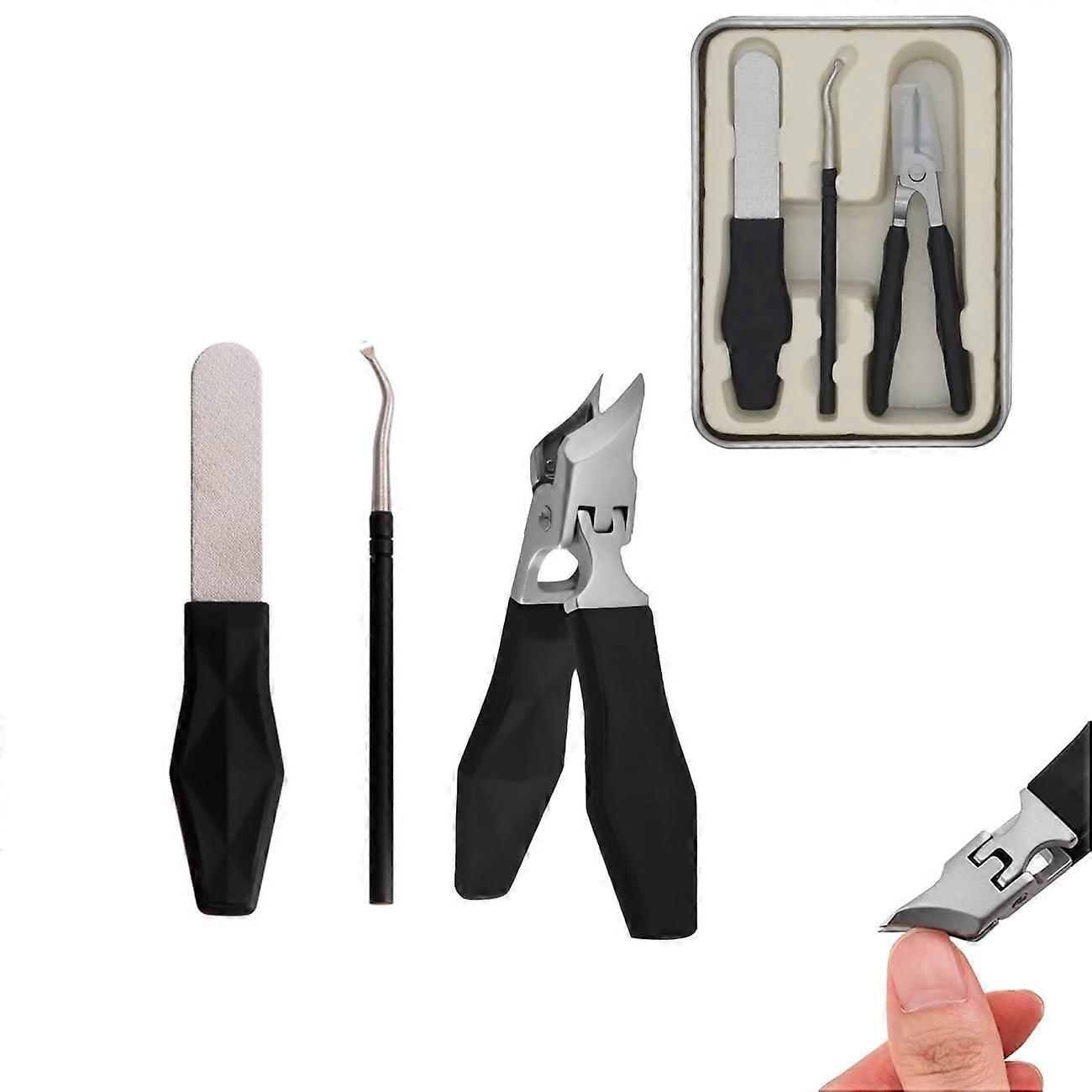 Professional Angled Nail Clippers for Thick Nails with Sharp Oblique Blade and Protective Case