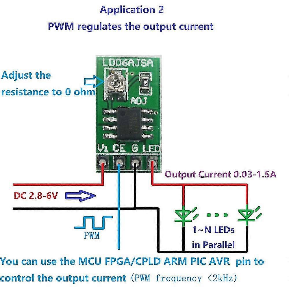 2025 DC 3.3V 3.7V 5V LED Driver 30-1500MA Constant Current Adjustable Module PWM