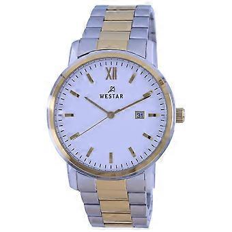 Westar White Dial Two Tone Edelstahl Quarz 50245 CBN 101 Herrenuhr