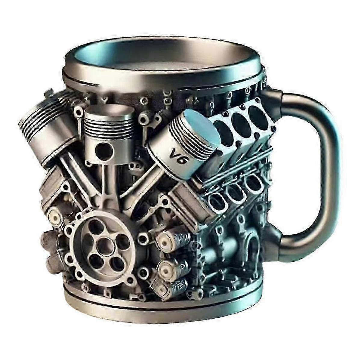 26-27 Stainless Steel Mug with a Creative 3D Designed Car Engine Personalization