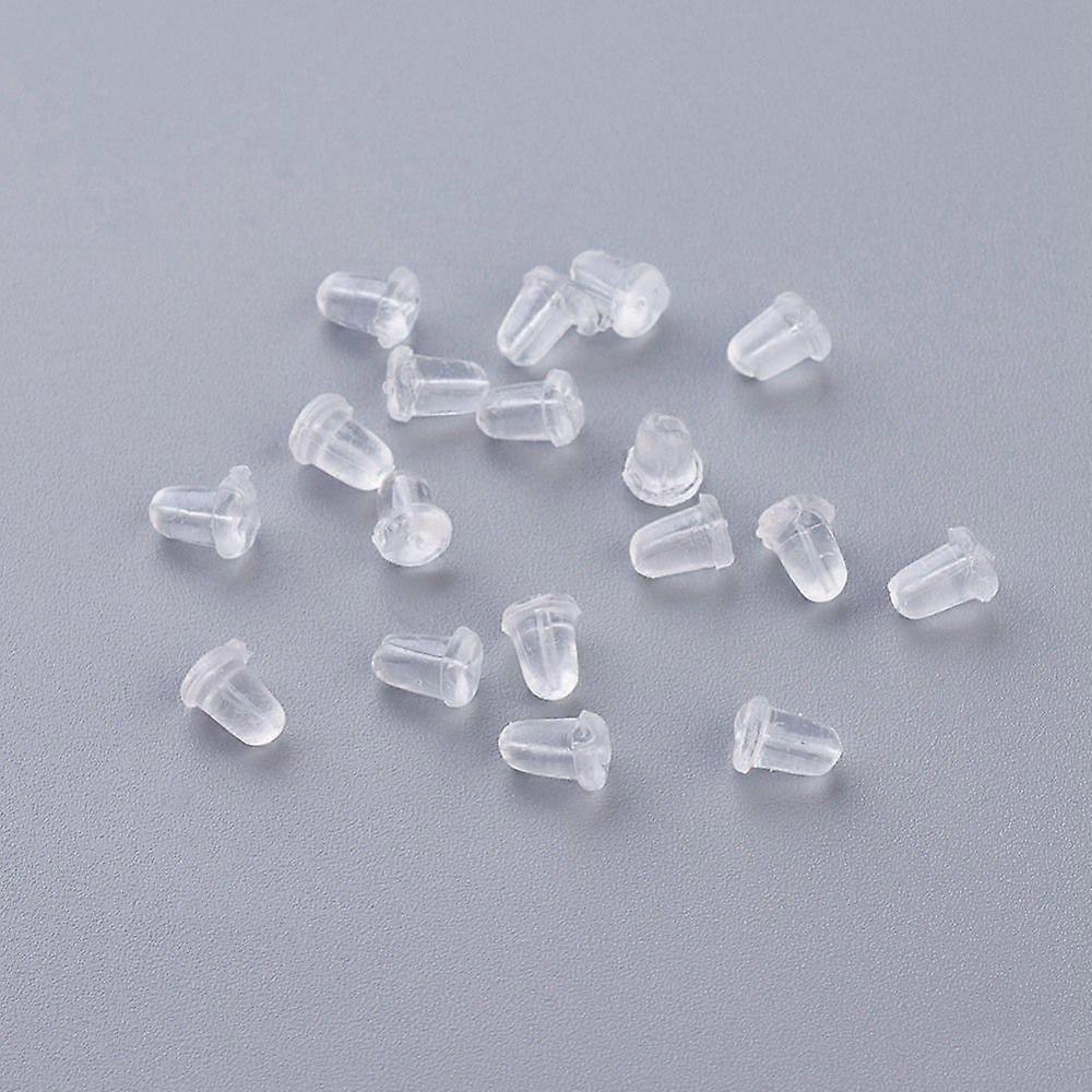 Plastic Ear Nuts Earring Backs Clear 5x4mm Hole: 0.7mm
