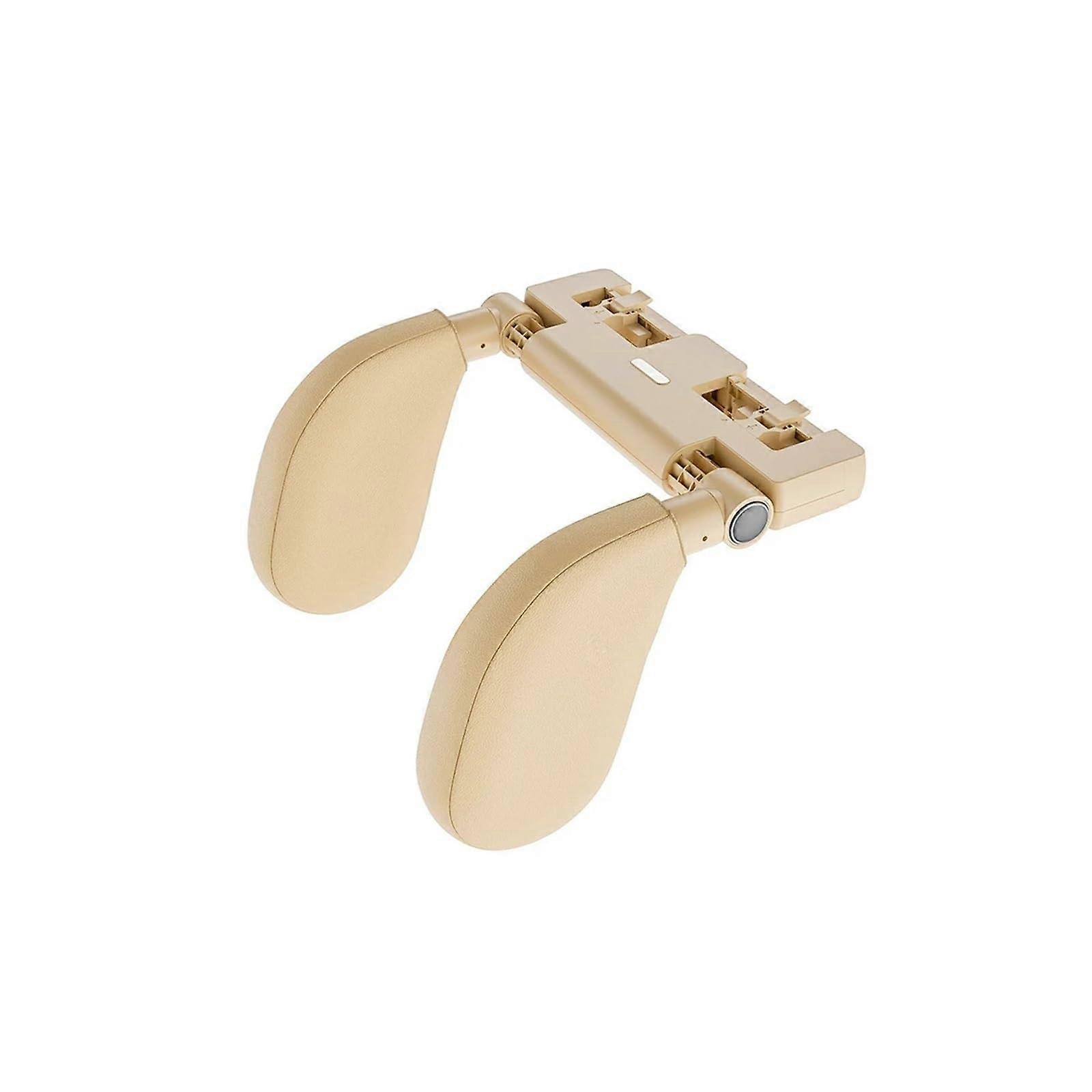 Car Headrest Pillow with Ergonomic Neck Support, Adjustable Height Memory Foam, Leather Beige 1Pc