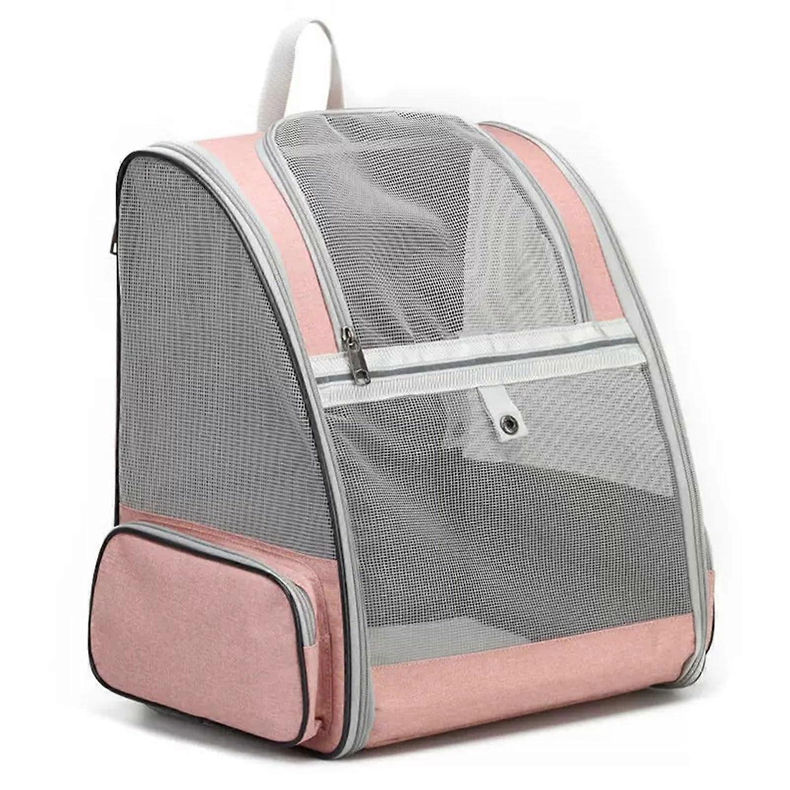 Pet Carrier Backpack with Cushion Support, Breathable Mesh, Travel Cat Backpack for Small Pets, Pink