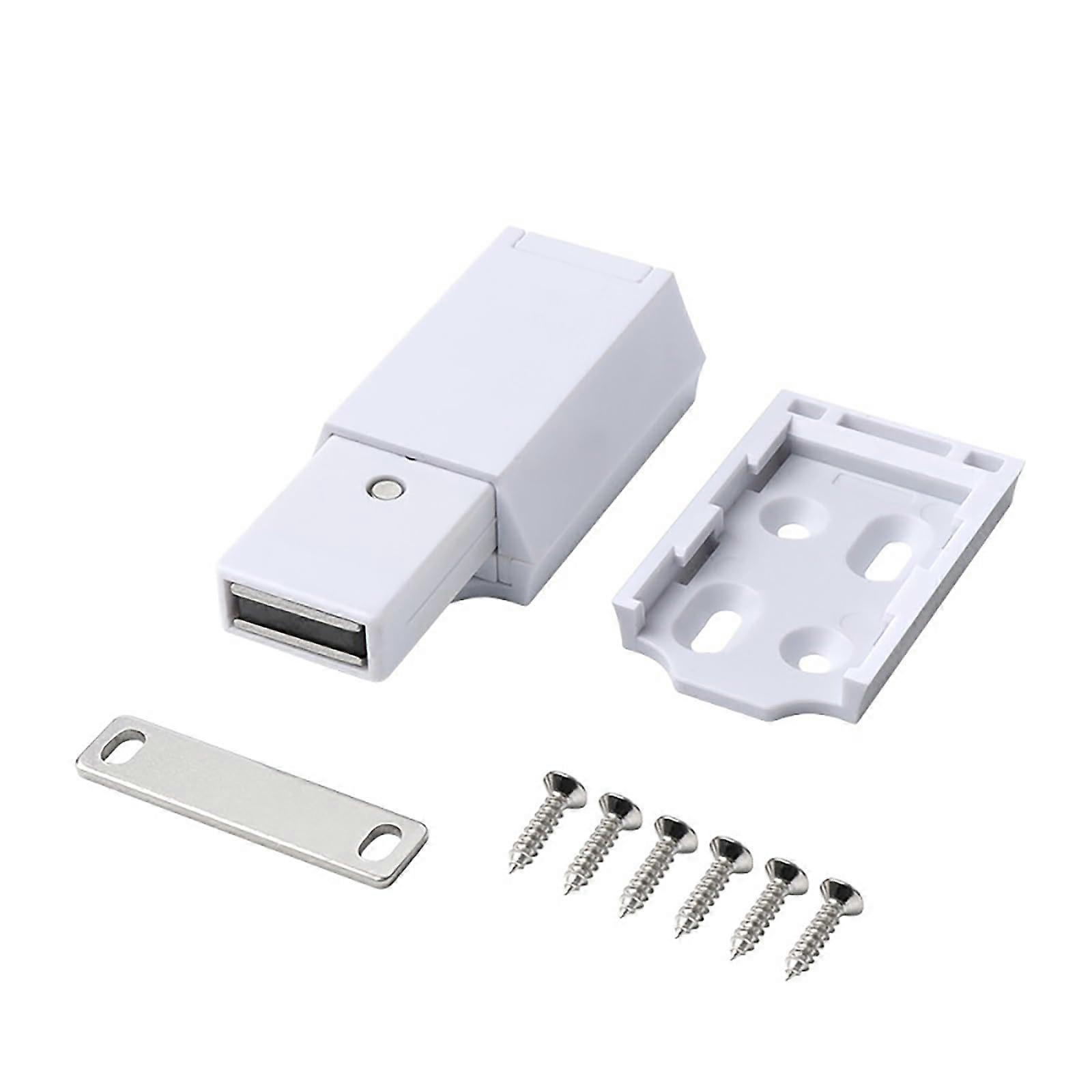 White Push to Open Cabinet Latch with Double Spring Mechanism for Modern Kitchen and Wardrobe