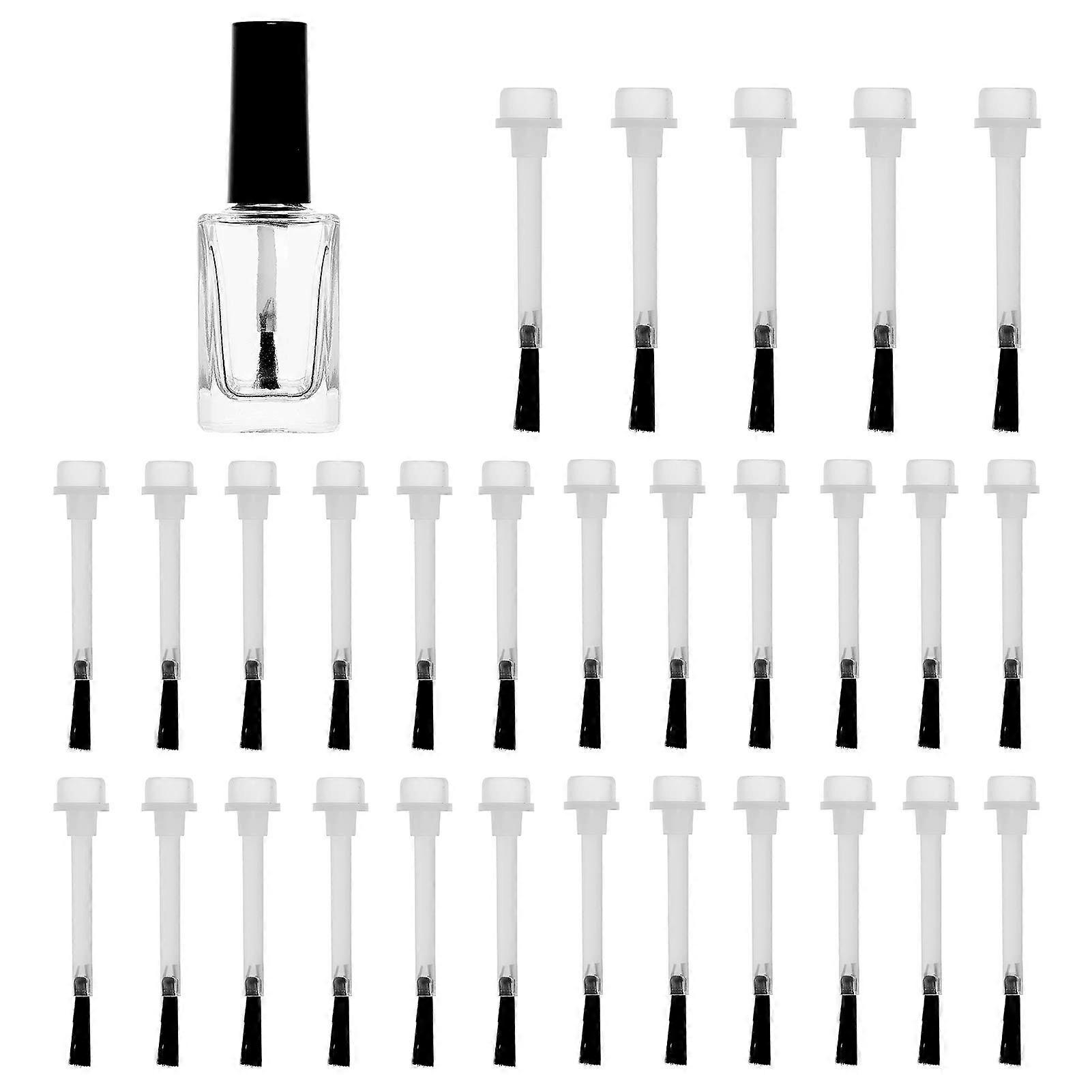 15ml Empty Nail Polish Bottle Set with 30 Replacement Brushes for Custom Nail Art Storage